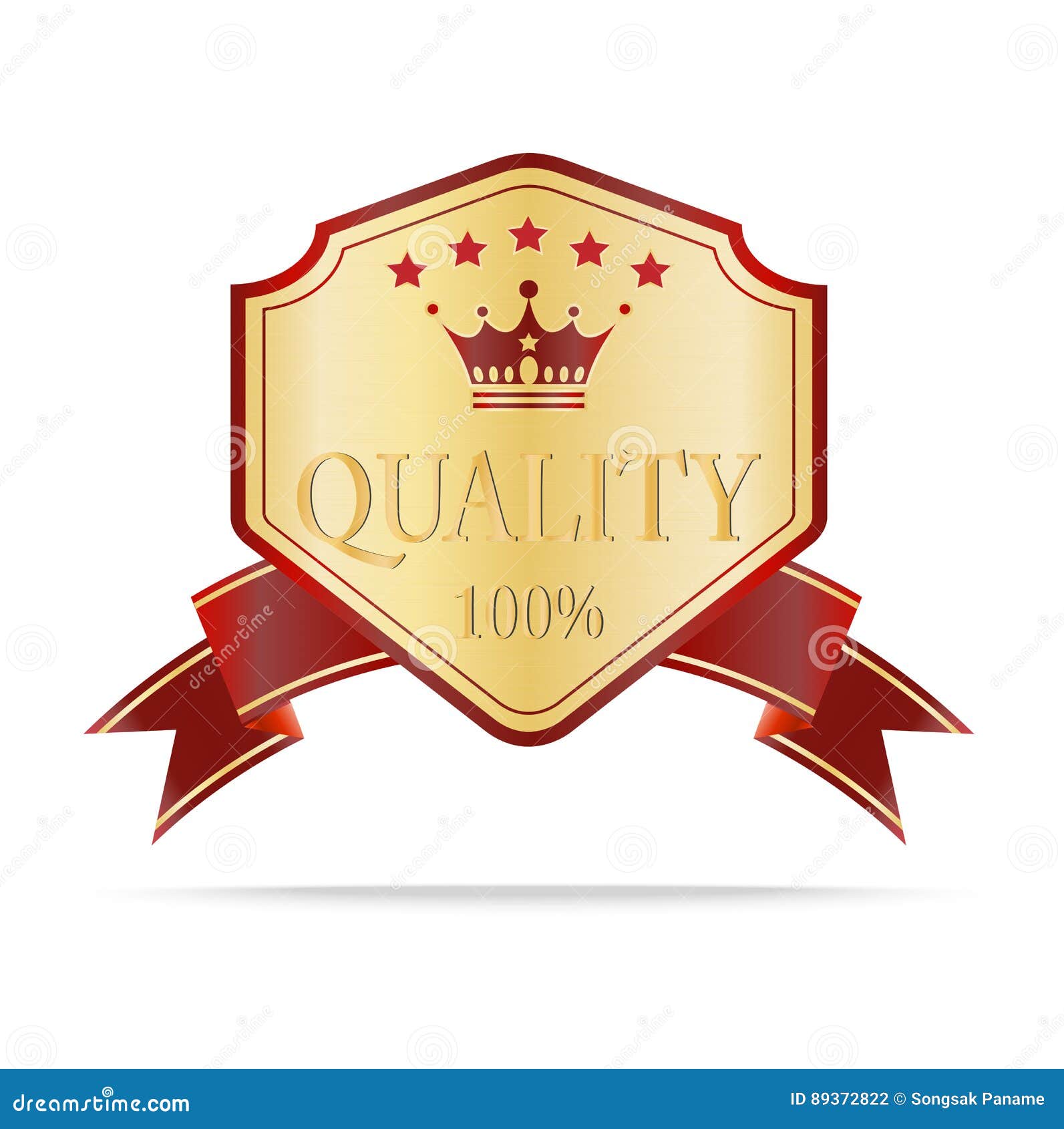 Luxury Gold and Red Quality Shields Label Stock Vector Illustration