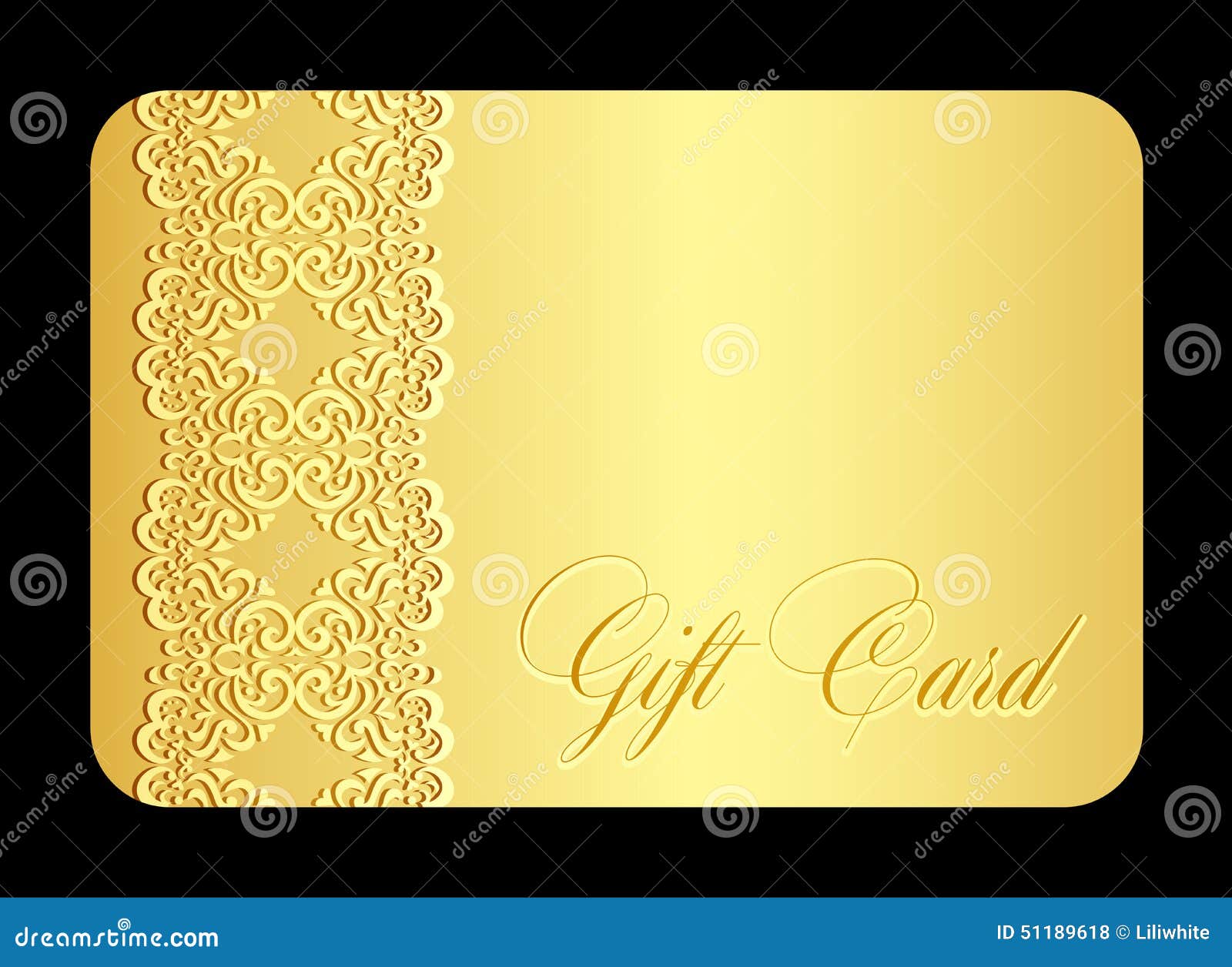 Luxury Golden Gift Card with Imitation of Lace Stock Vector