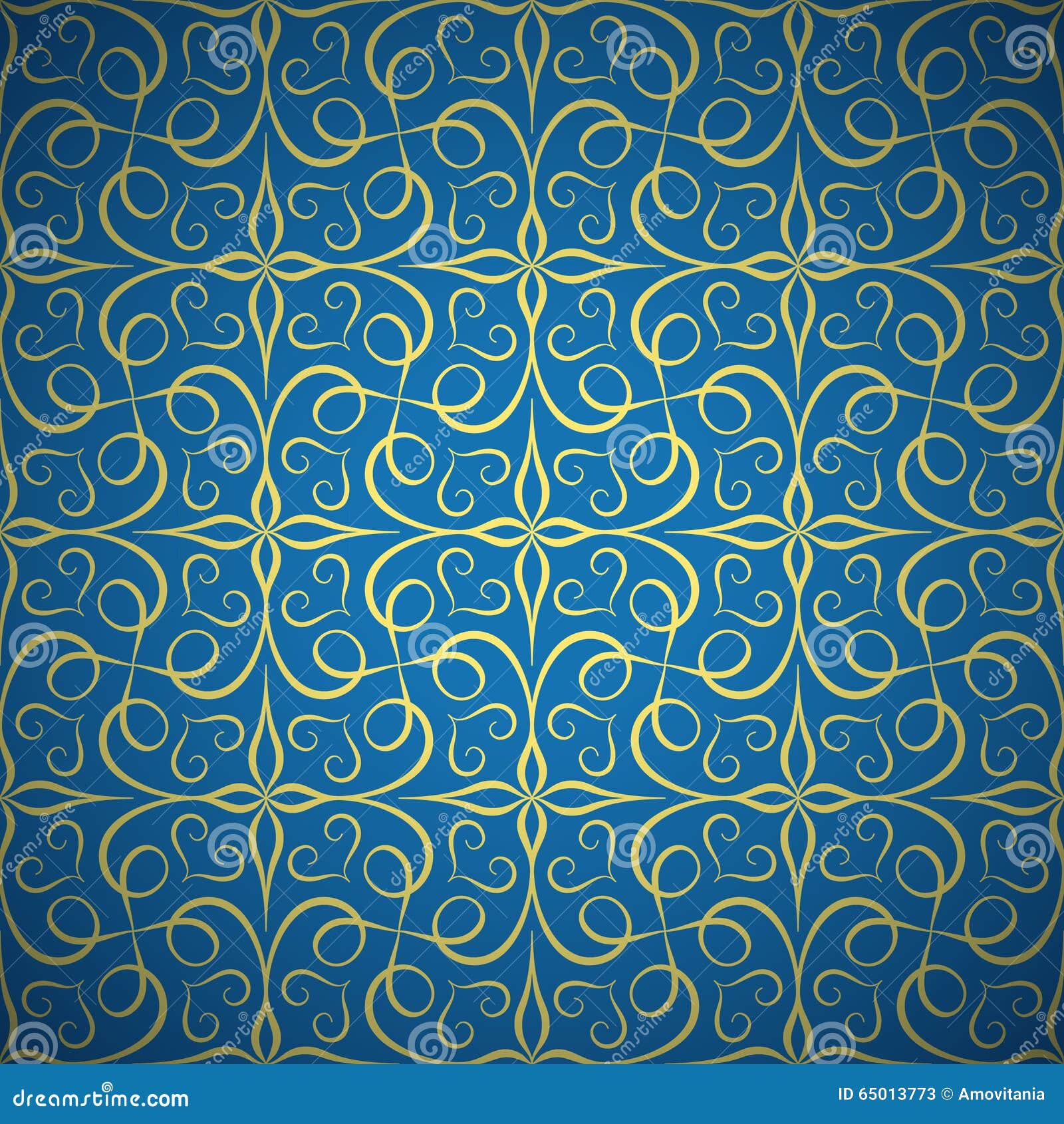 Luxury Golden Seamless Pattern On Blue Background Stock