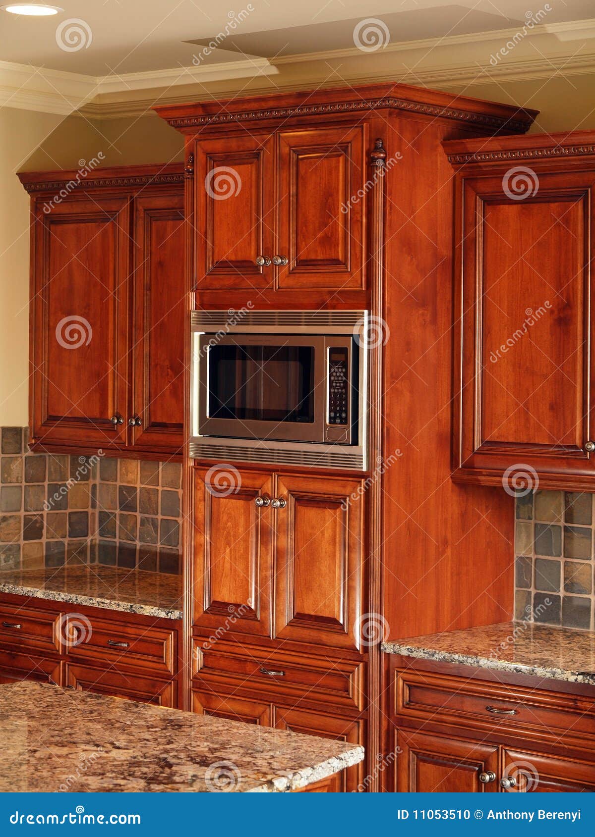 Luxury Home Dark Wood Kitchen Cabinet Stock Photo Image Of