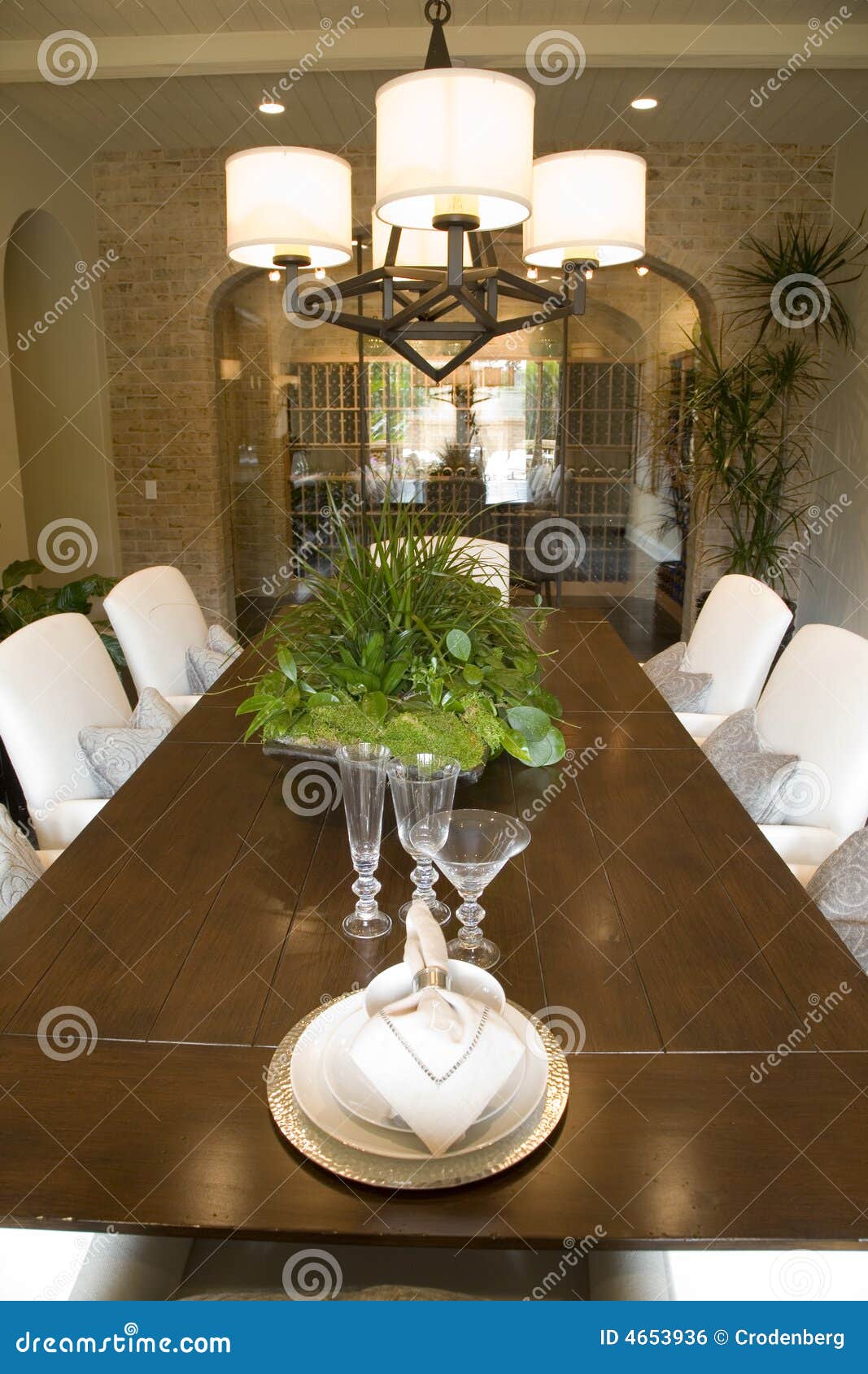 Luxury home dining table. stock photo. Image of centerpiece 4653936
