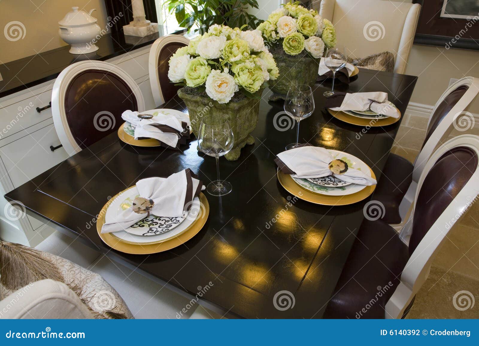 Luxury home dining table. stock photo. Image of interior 6140392