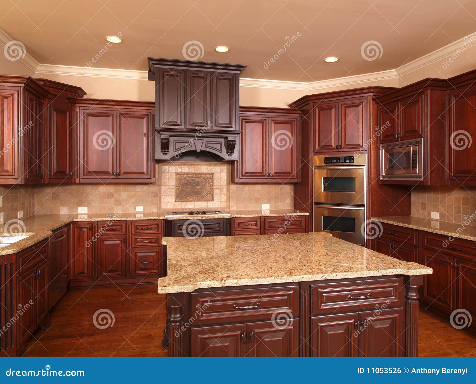 Luxury Home Kitchen Front Center Island Stock Photo ...