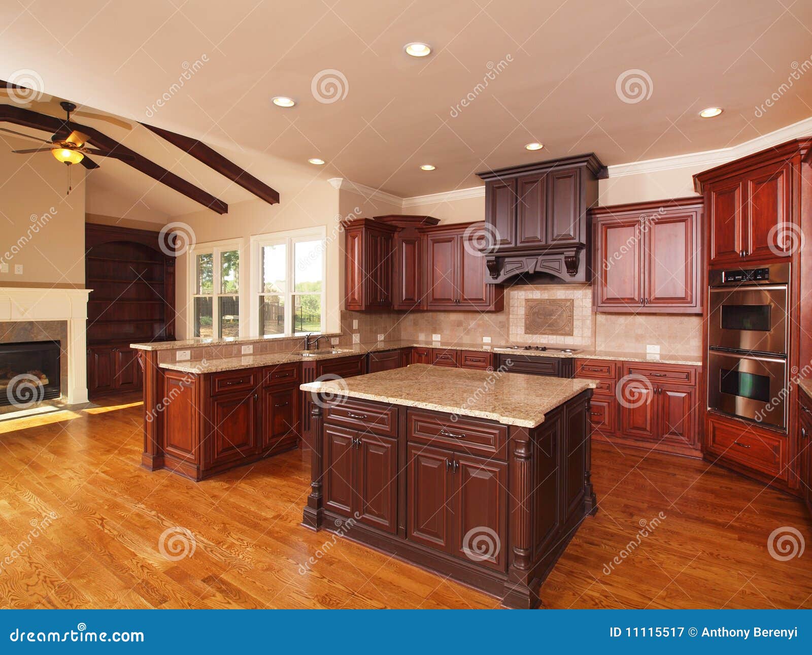 Luxury Home Kitchen Side Center Island Stock Image Image Of