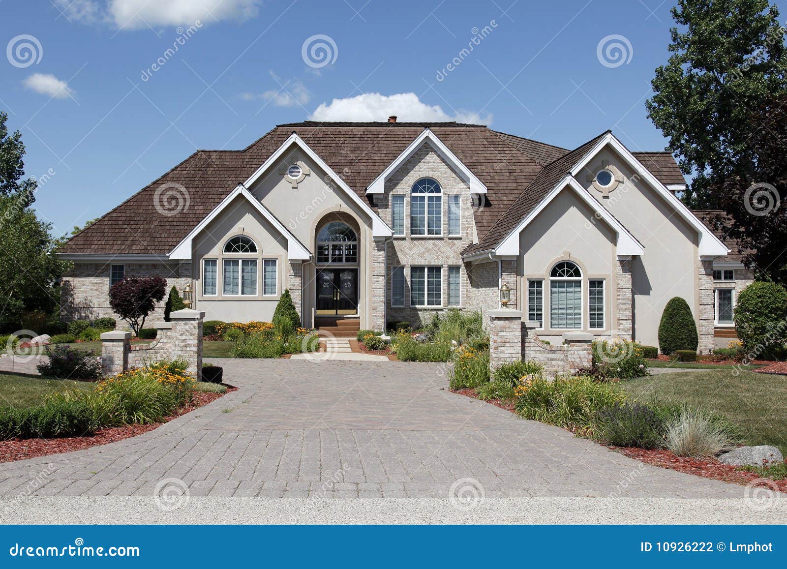 Luxury Home with Stone Pillars Stock Photo Image of estate, luxurious