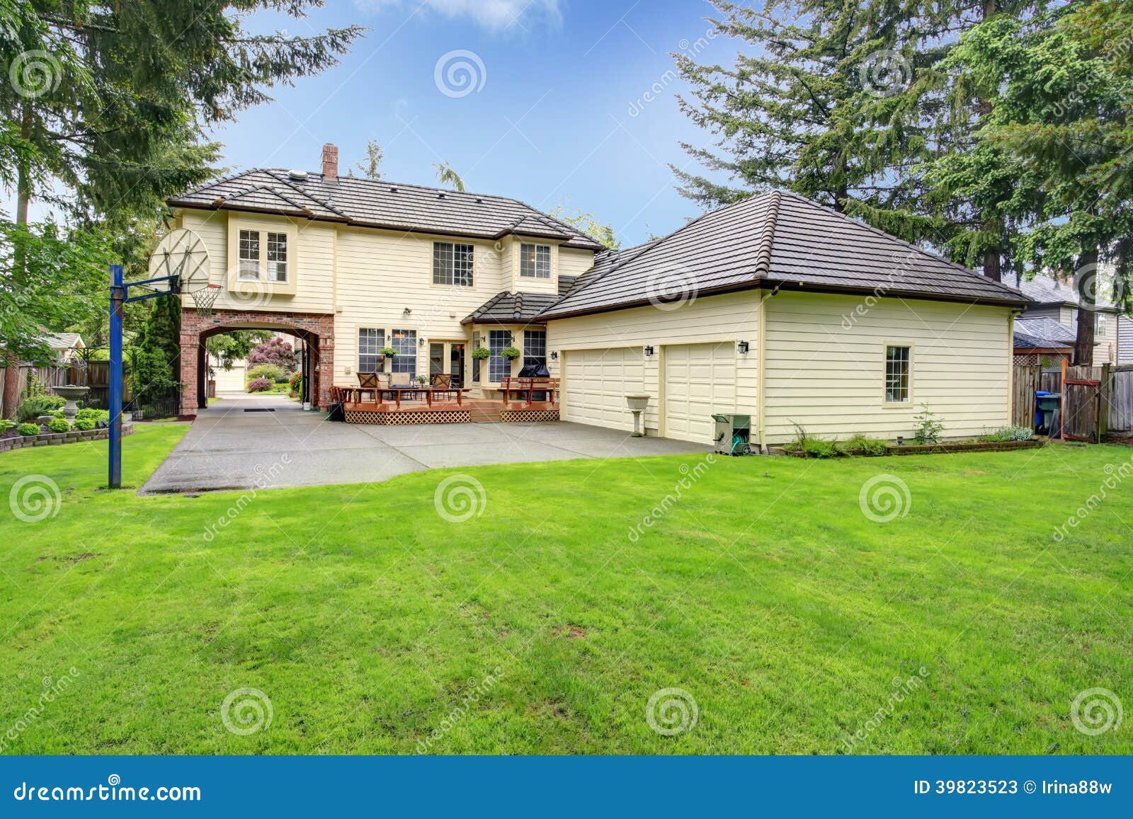 Luxury house  backyard  view  stock image Image of grass 