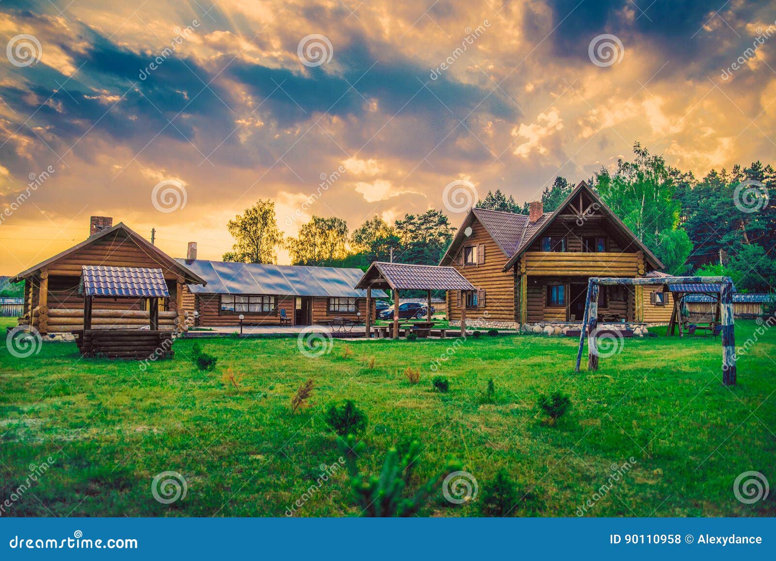 Luxury house at sunset stock photo. Image of porch, north 90110958