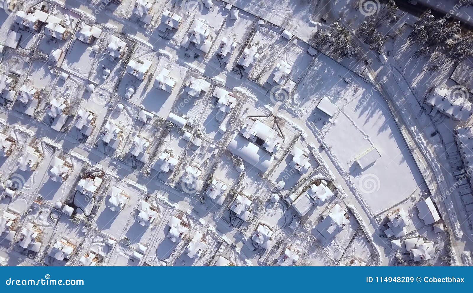 Luxury Houses In Cottage Village On Winter Landscape View From