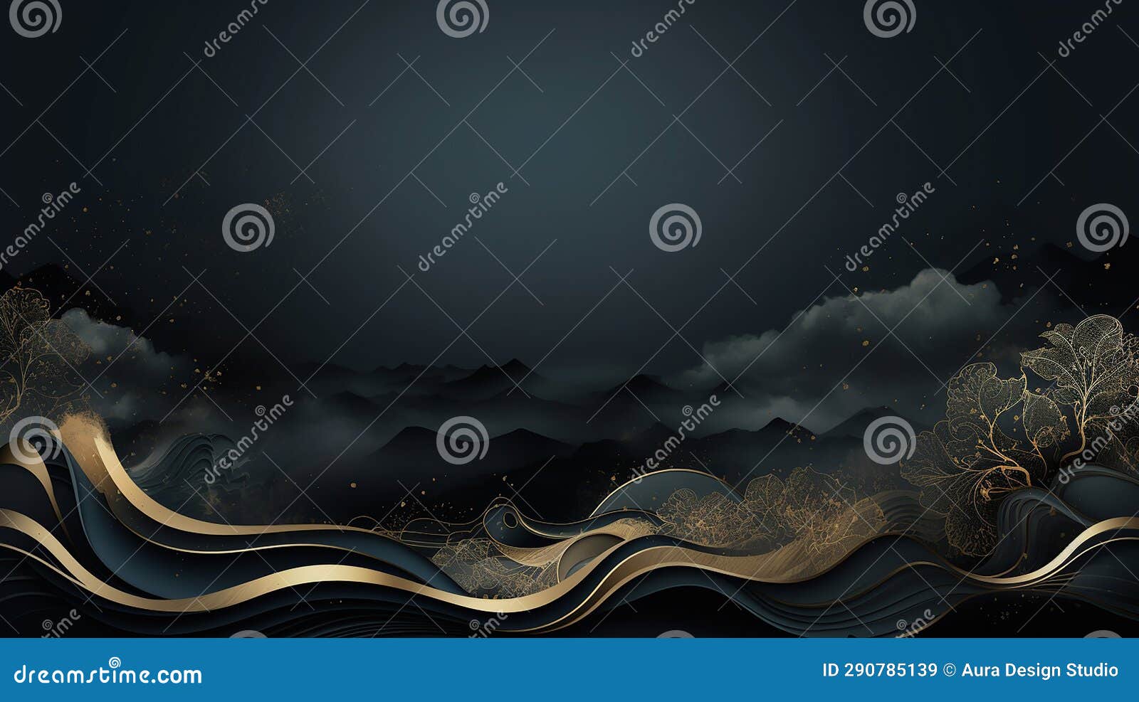 Luxury Ink Background. Luxury Background with Golden Ink on Dark