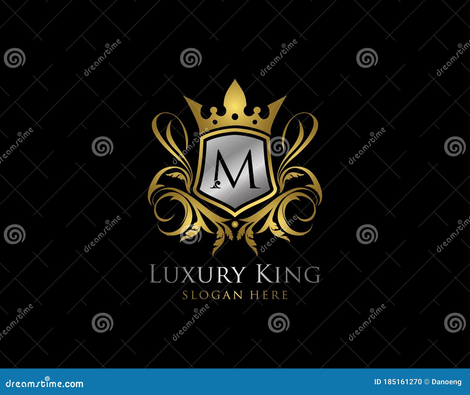 Gold Crown Letter M Logo