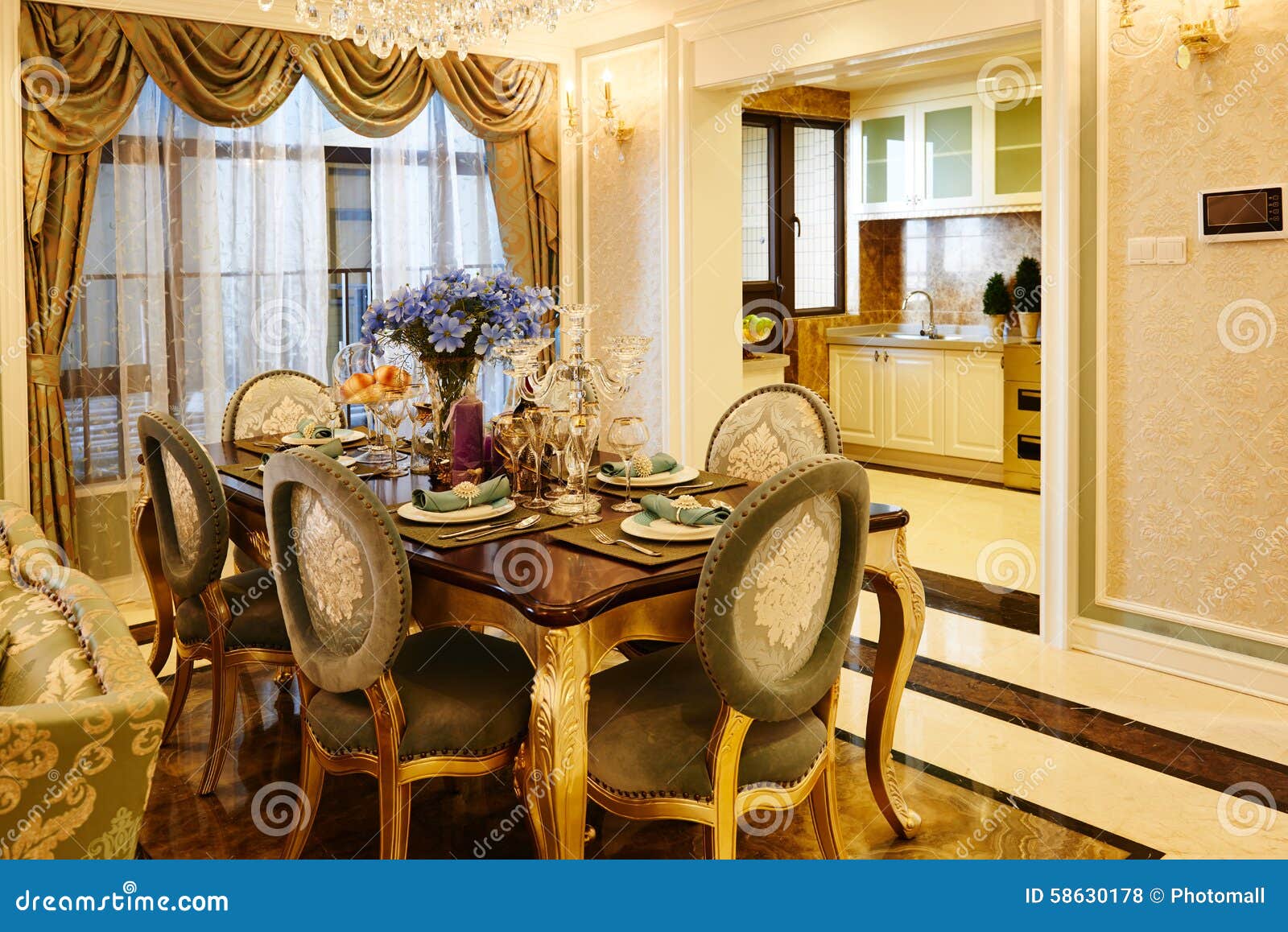 Luxury Kitchen and Dining Room Editorial Stock Photo Image of floor