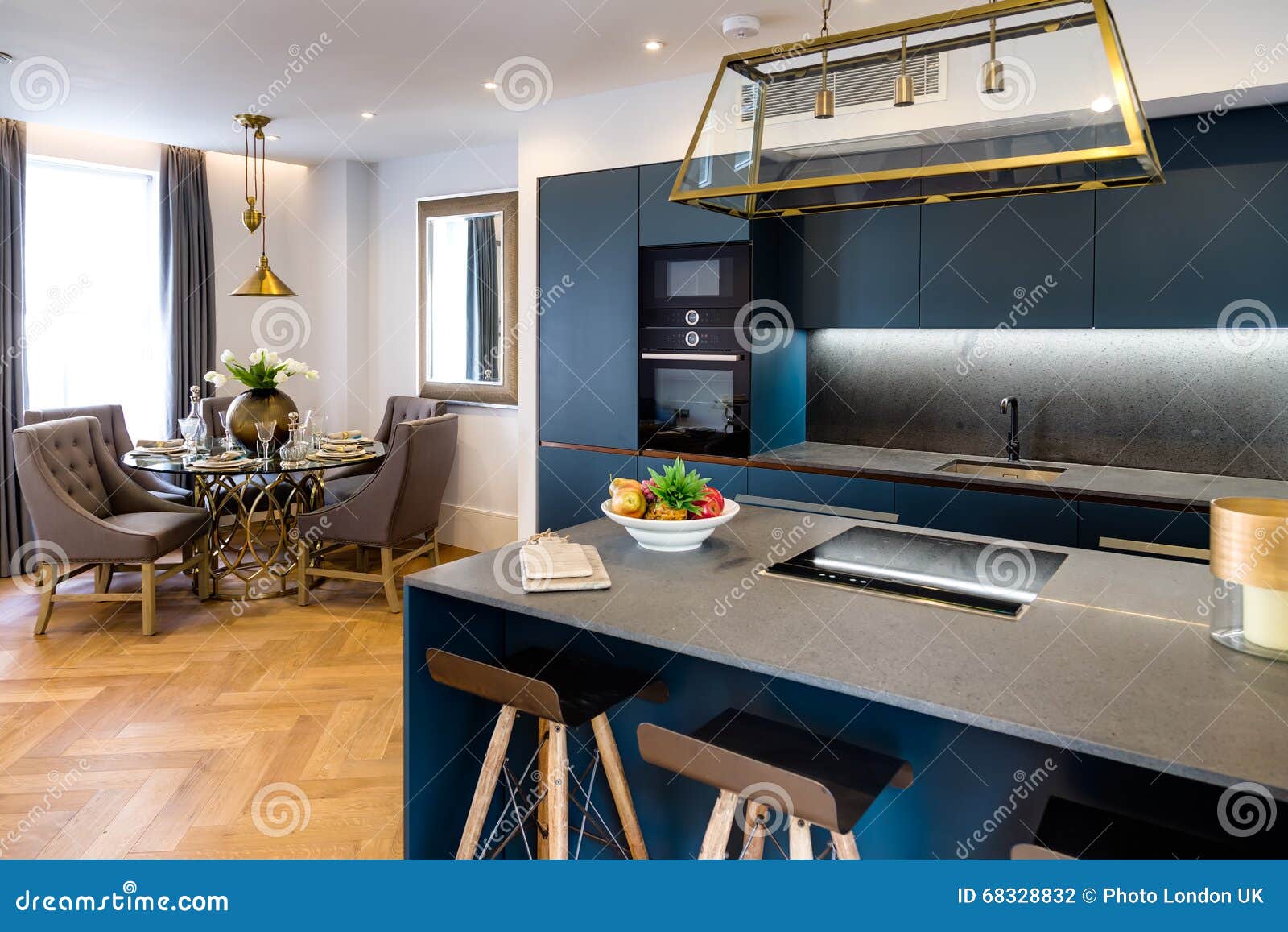 Luxury Kitchen and Dining Table Stock Photo Image of indoor