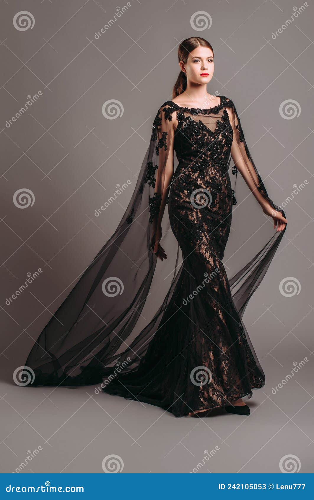 Dramatic 3D Rose Black Lace Strapless Mermaid Dress
