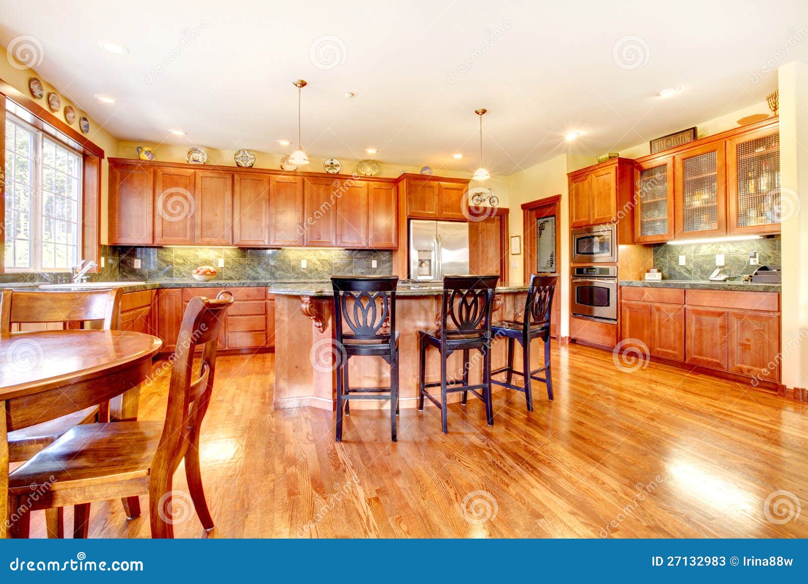 Luxury Large Cherry Wood Kitchen Stock Image Image of room, kitchen 27132983
