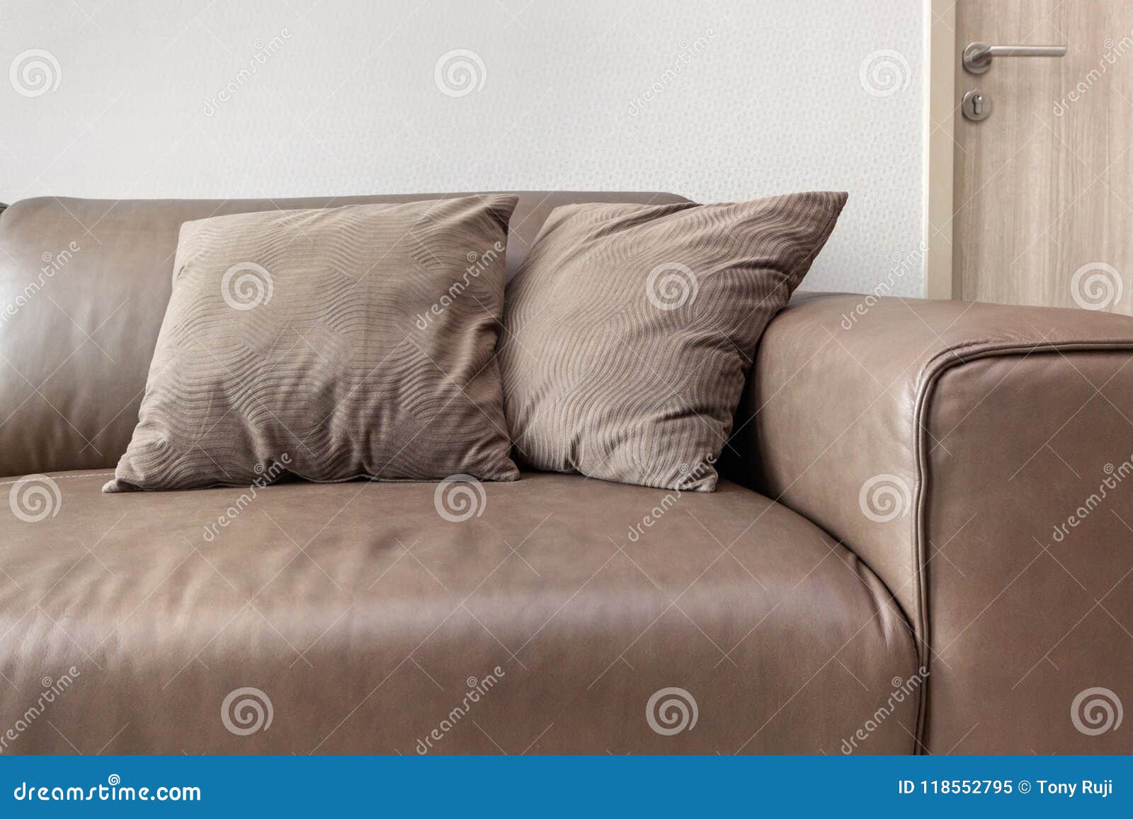 Luxury Leather Sofas with Pillow Stock Image Image of sofas
