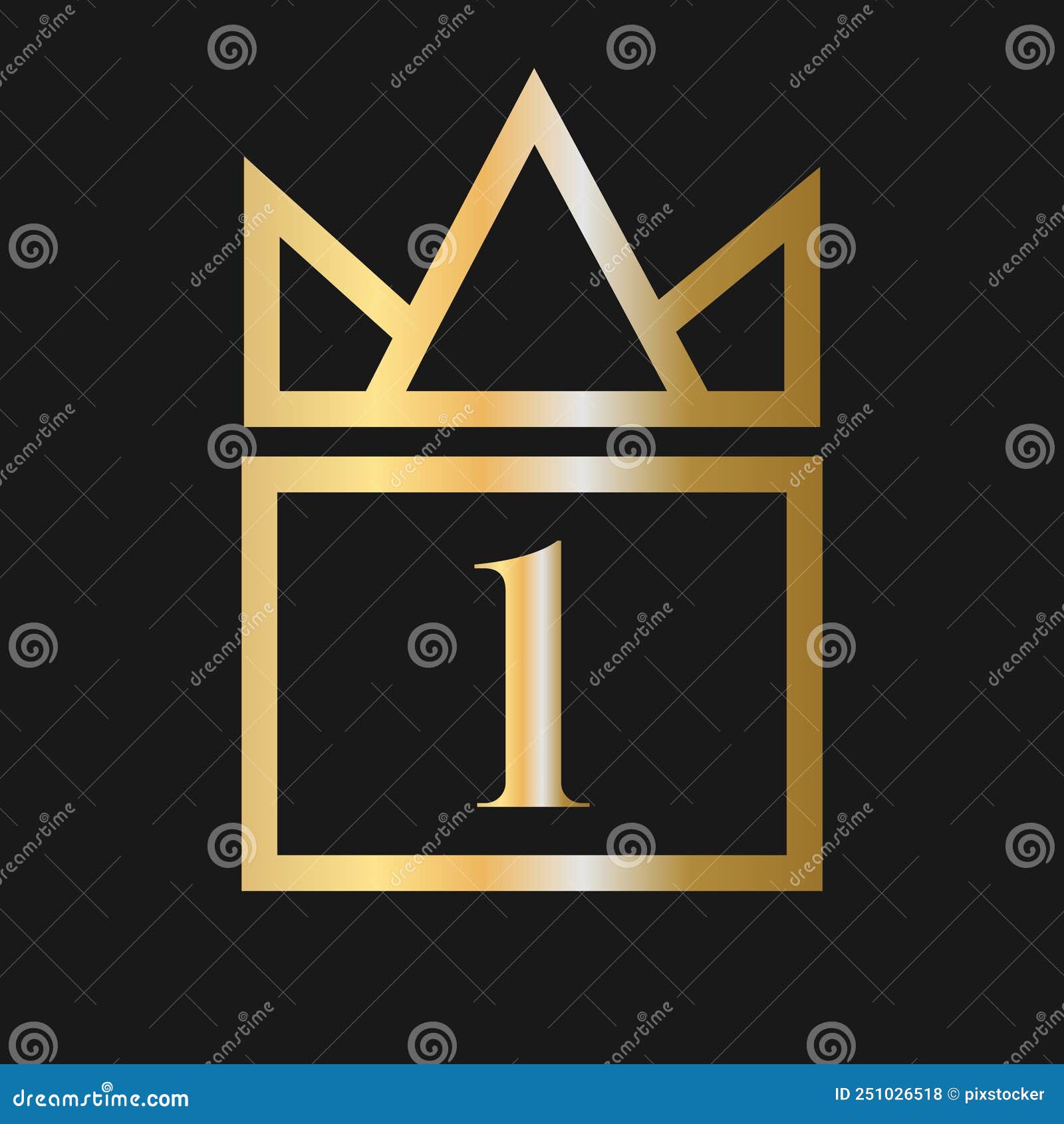 Luxury Letter 1 with Crown Logo for Cosmetic, Boutique, Hotel Identity ...