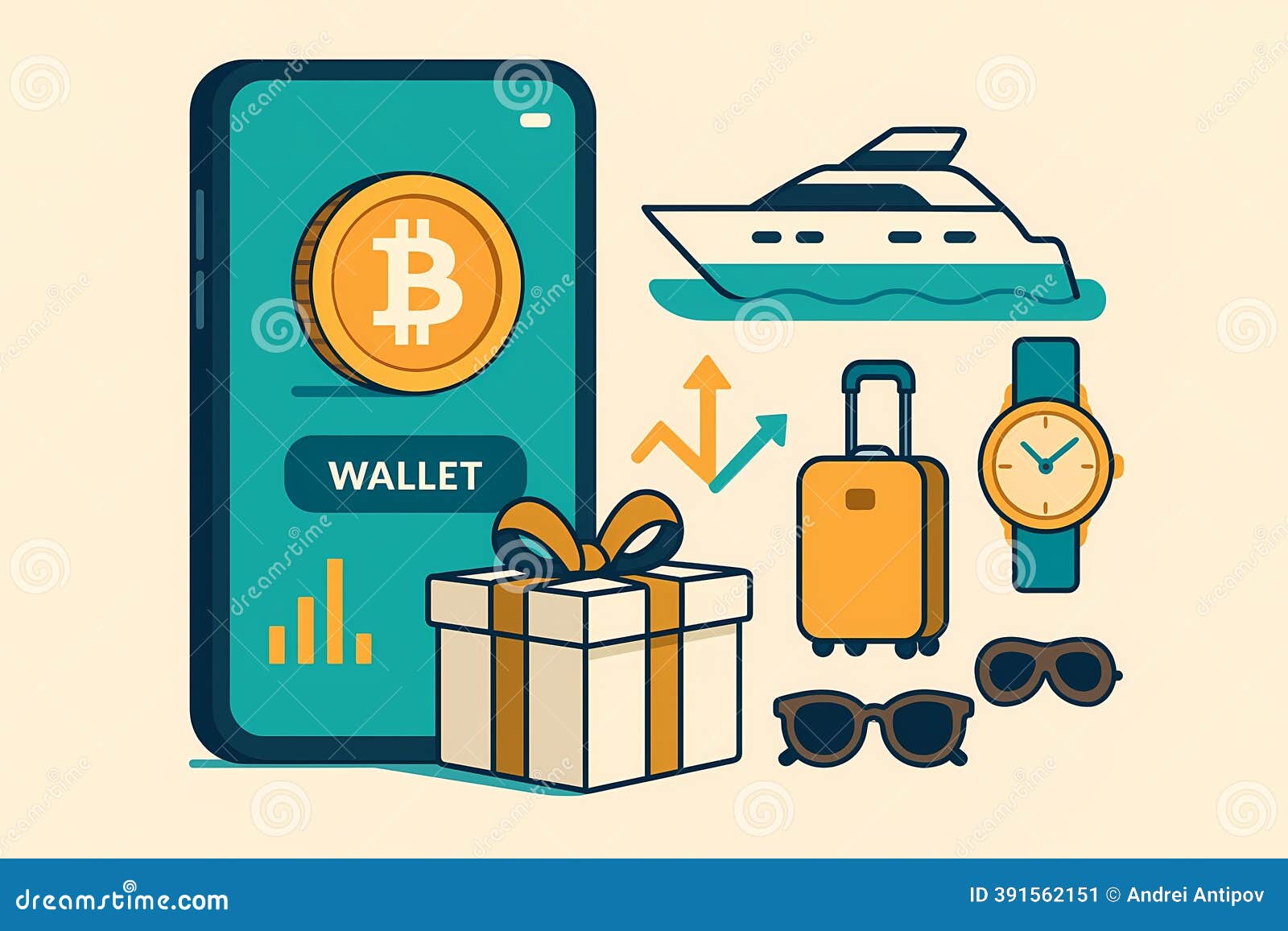 Luxury Lifestyle with Crypto Wallet on Smartphone, AI Generated Stock  Illustration - Illustration of travel, flat: 391562151