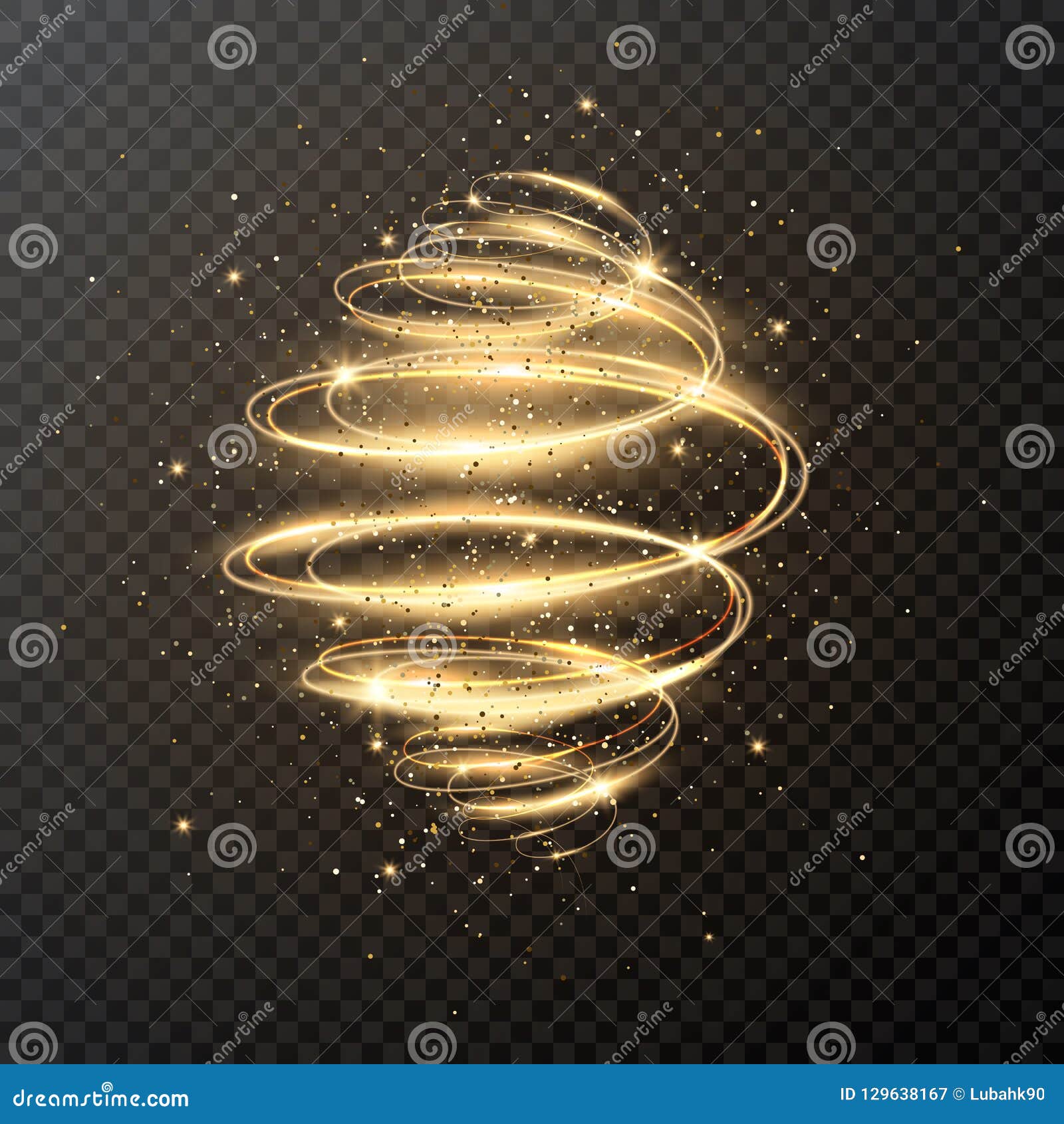 luxury light spiral with glitter and stars. christmas . magic sparkle swirl trail effect on transparent background