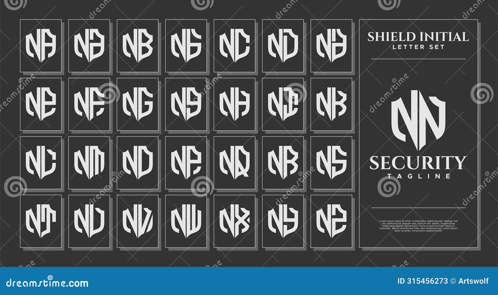 luxury line shield letter n nn logo template set