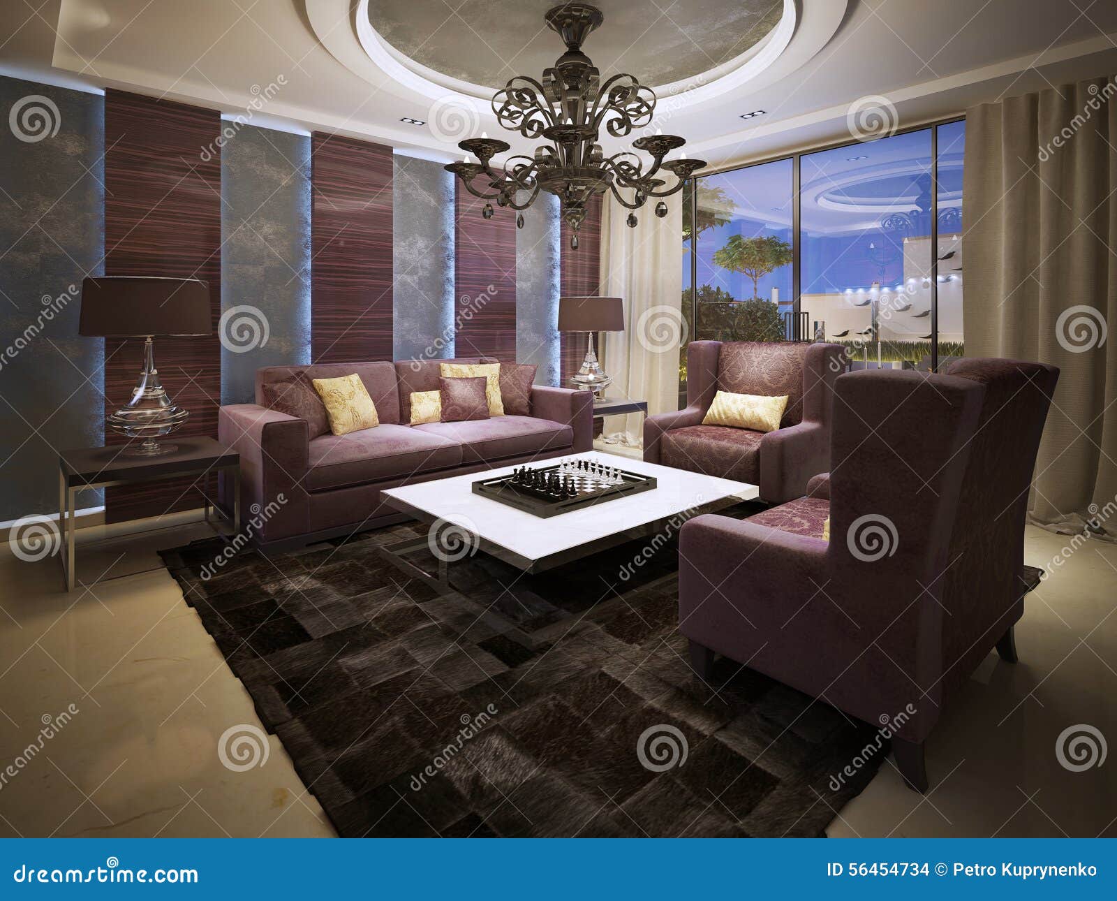 Luxury Living Room Art Deco Style Stock Photo Image of checkered