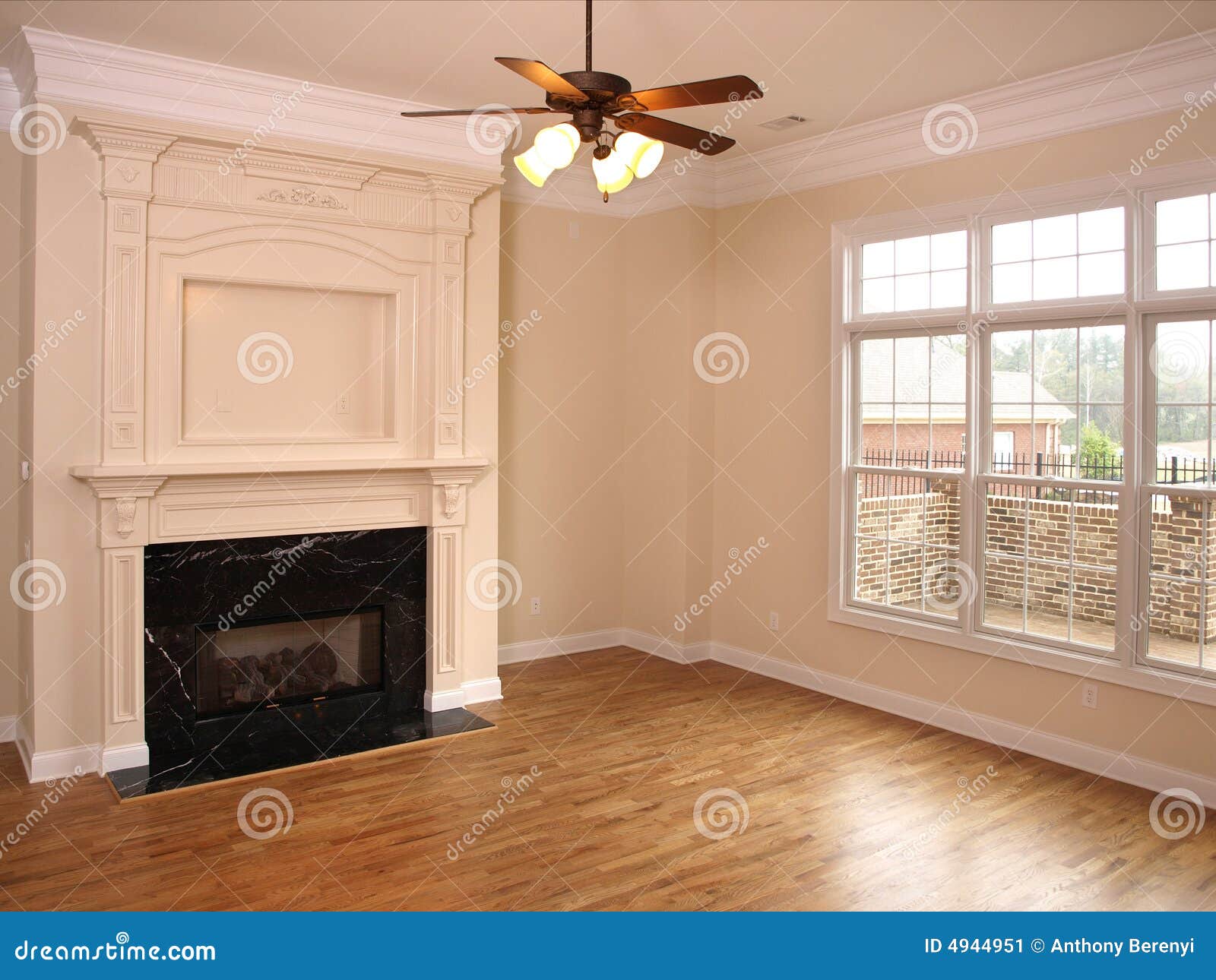 Luxury Living Room with Fireplace and Large Window Stock Image Image
