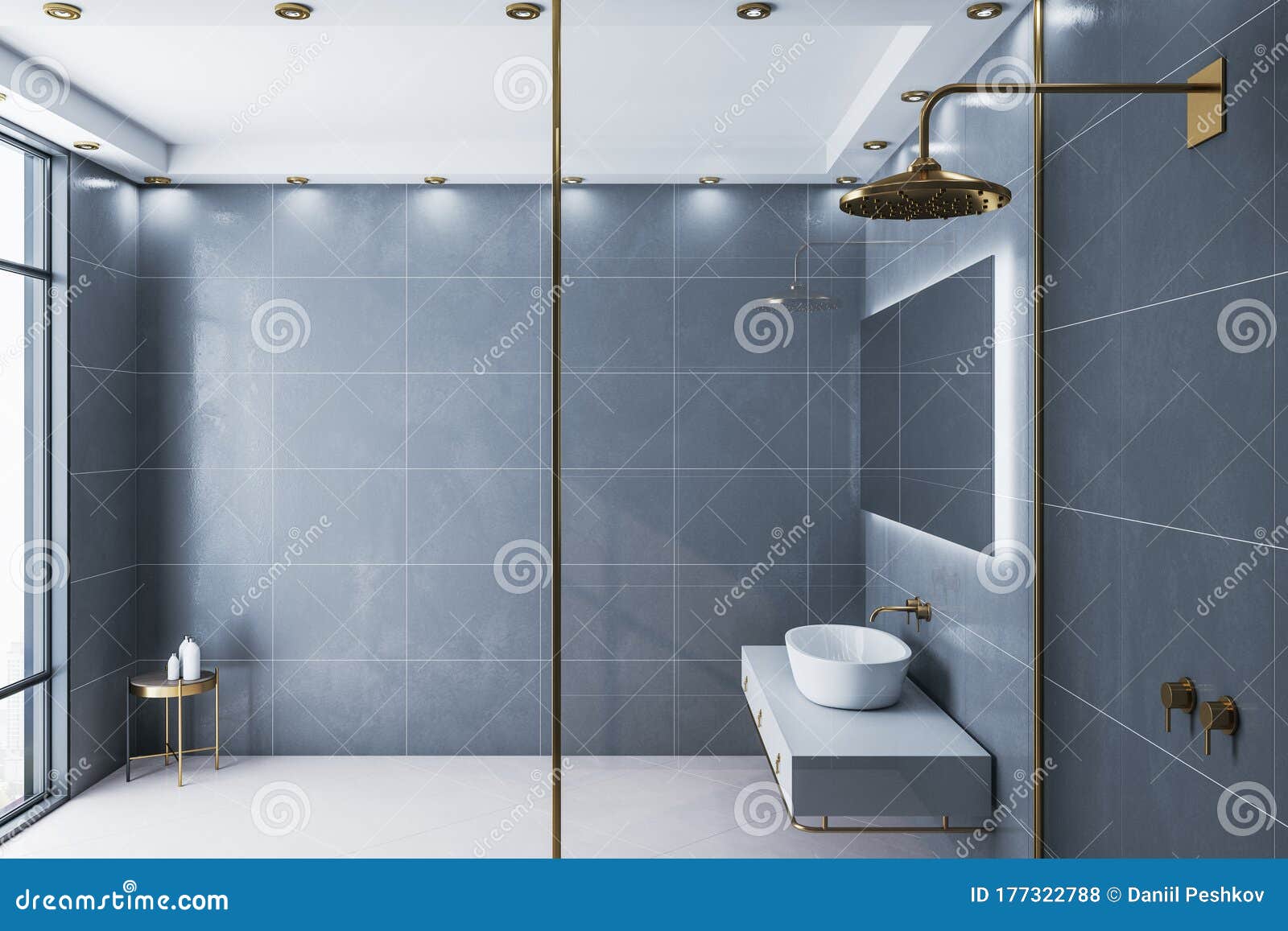 Luxury loft bathroom stock illustration. Illustration of apartment ...