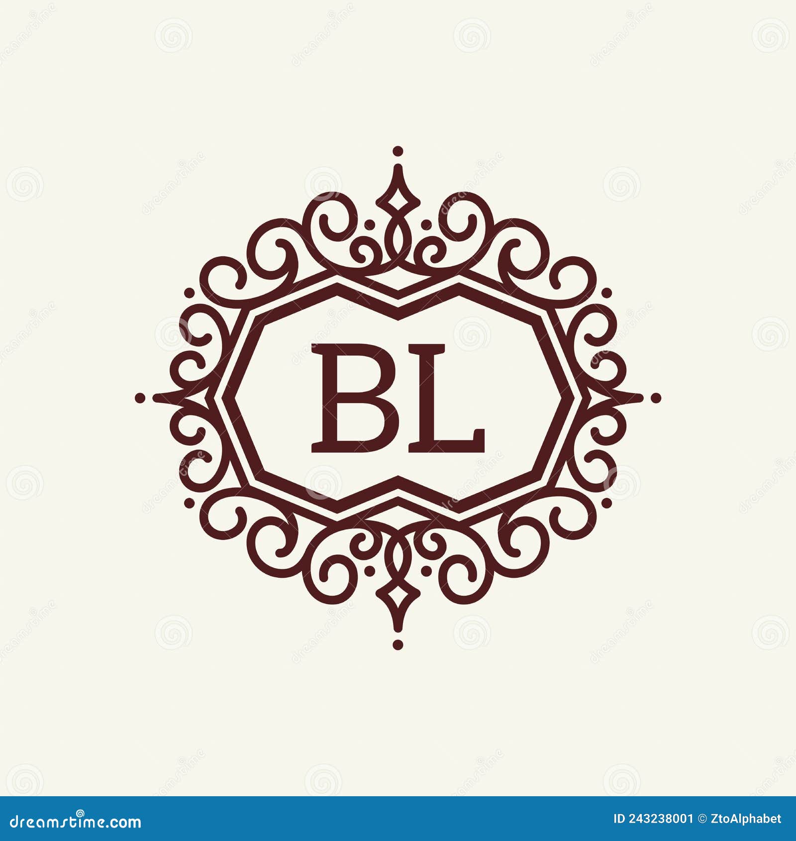 Luxury Logo Letter BL Flourish Swirl Design Stock Vector - Illustration ...