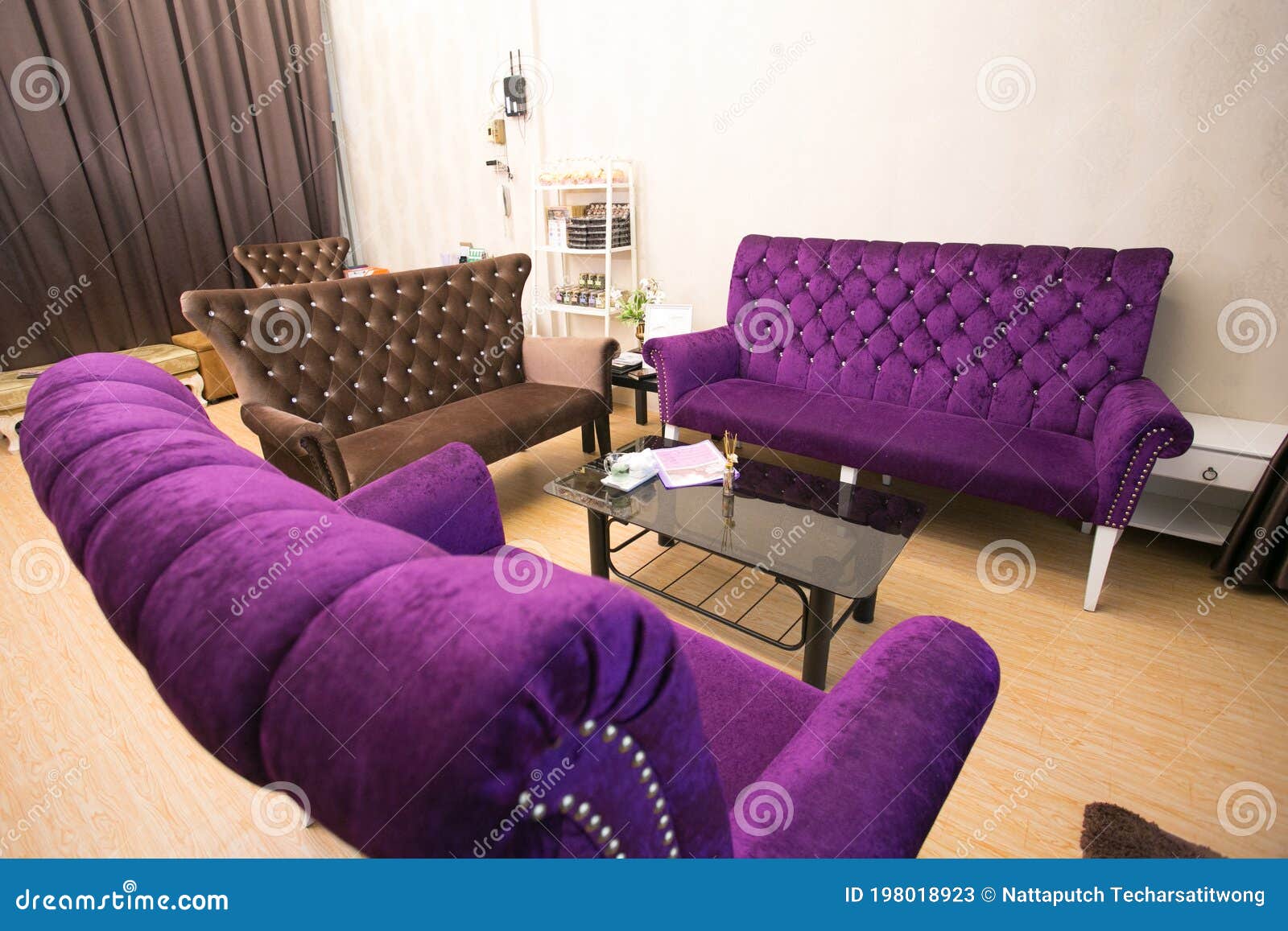 Modern Living Room With Purple Sofa