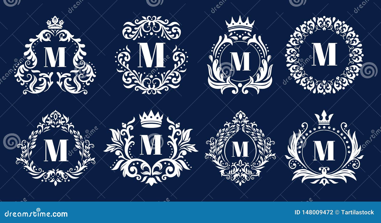 luxury monogram frame. ornamental monograms, heraldic initials logo ornament and elegant letters border frames 