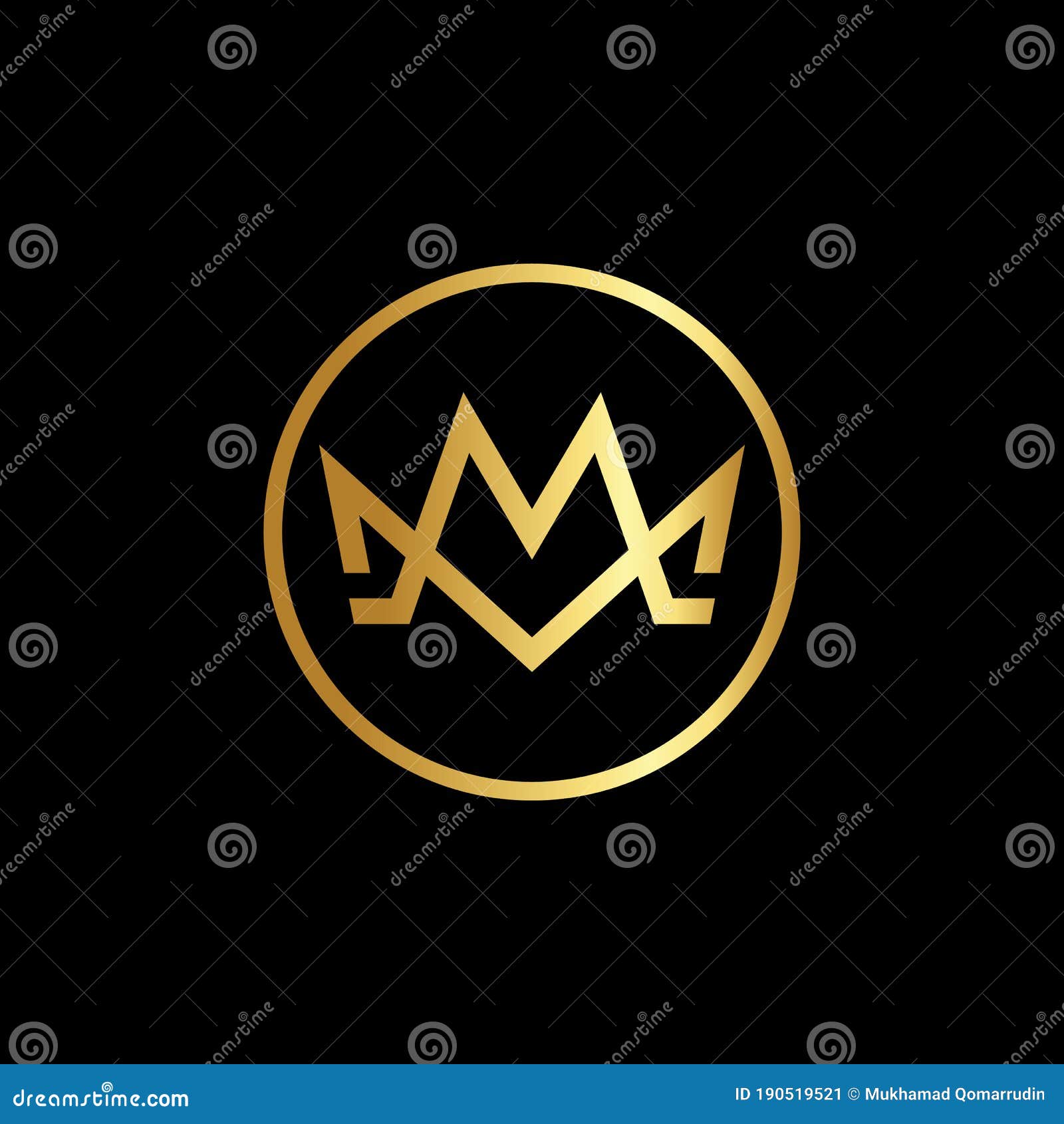 Luxury Monogram MM Crown Logo with Gradient Gold Color and Black Background  Stock Illustration - Illustration of circular, gradient: 190519521