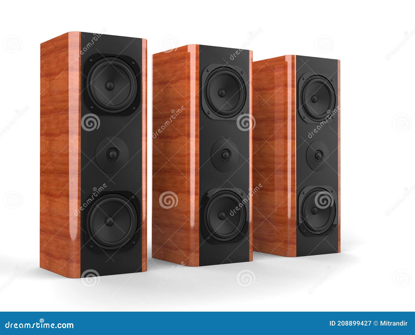 Luxury Music Speakers with Wood Side Panels Stock Illustration