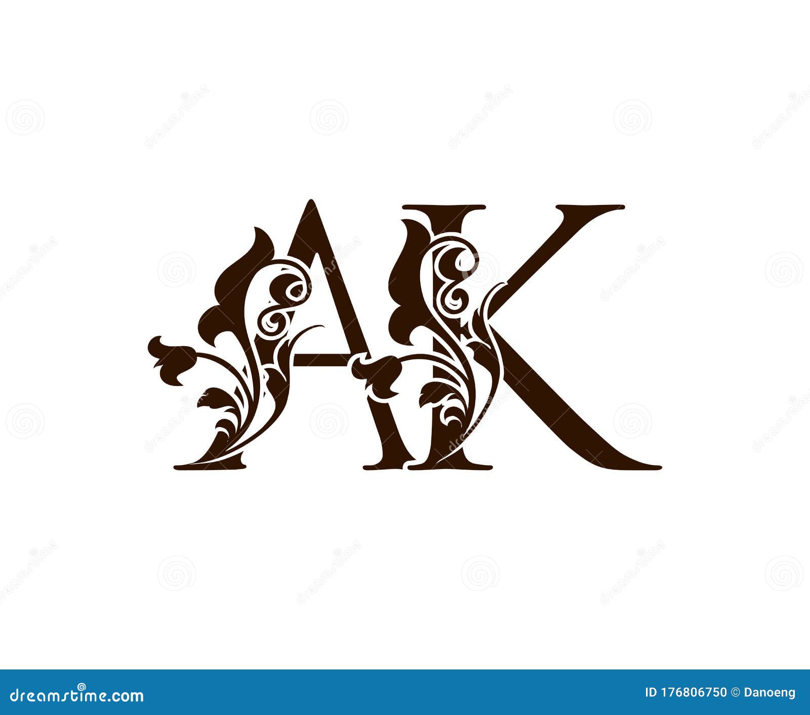 AK Letter Luxury Beauty Flourishes Ornament Monogram Logo Stock  Illustration - Illustration of hotel, classic: 176806750, image size:1600x1413