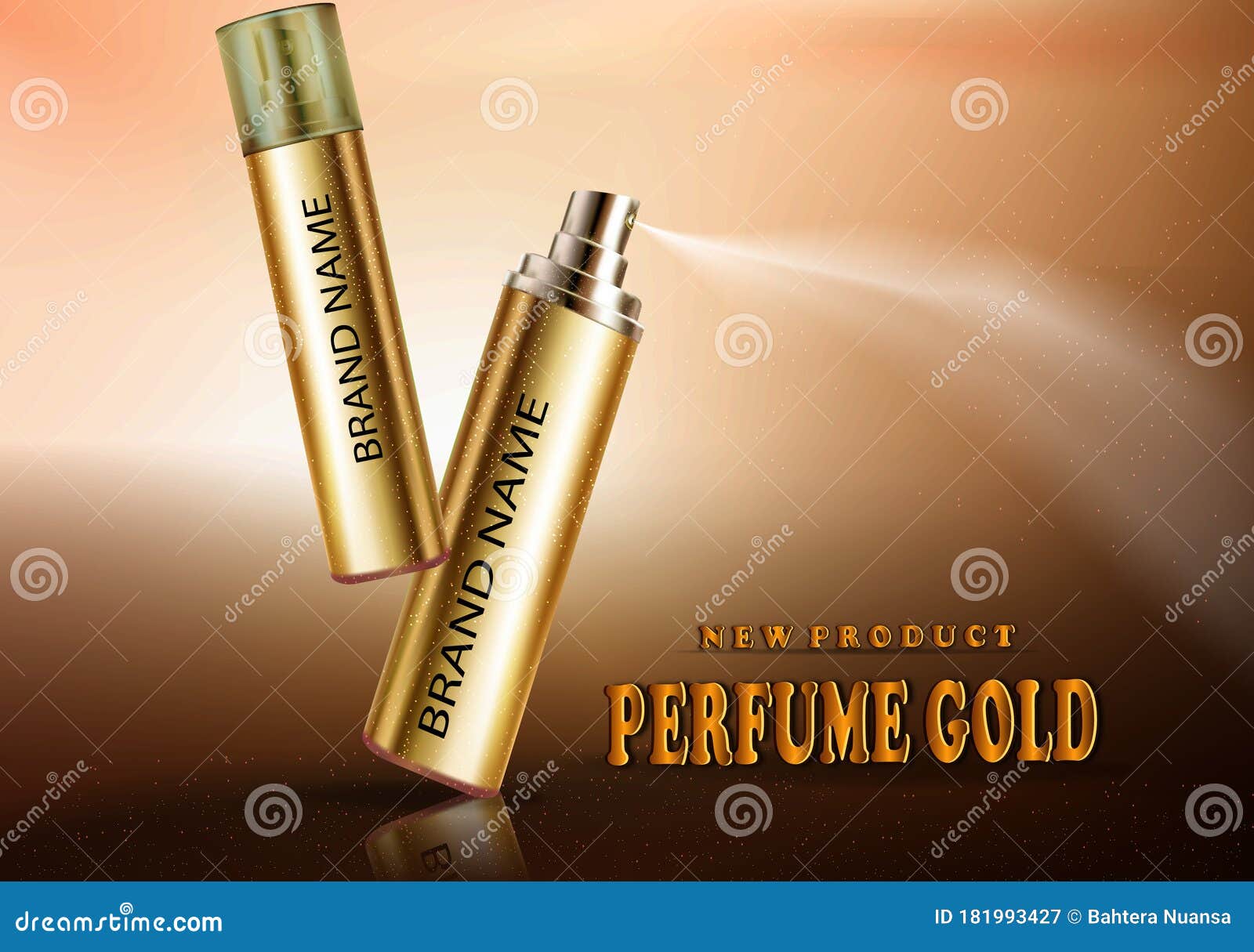 luxury new perfum cosmetic 3d gold