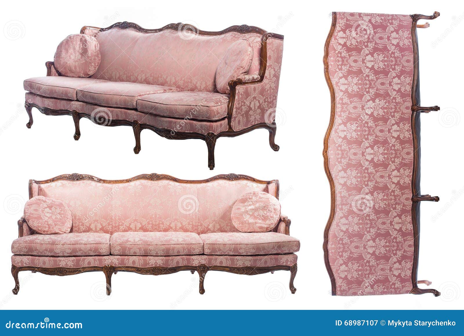 Luxury Old Fashioned Vintage Sofa from All Sides Isolated on White  Background Stock Illustration - Illustration of glamor, isolated: 68987107