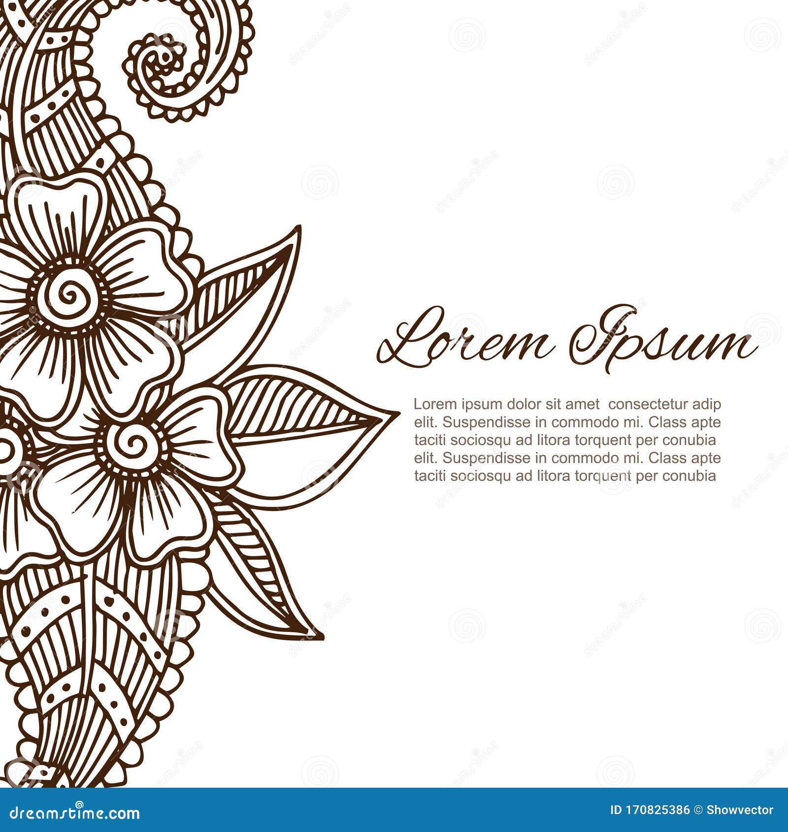 Luxury Oriental Floral Ornament in Indian Mehndi Style on White Background,  Vector Illustration. Stock Vector - Illustration of element, gift: 170825386