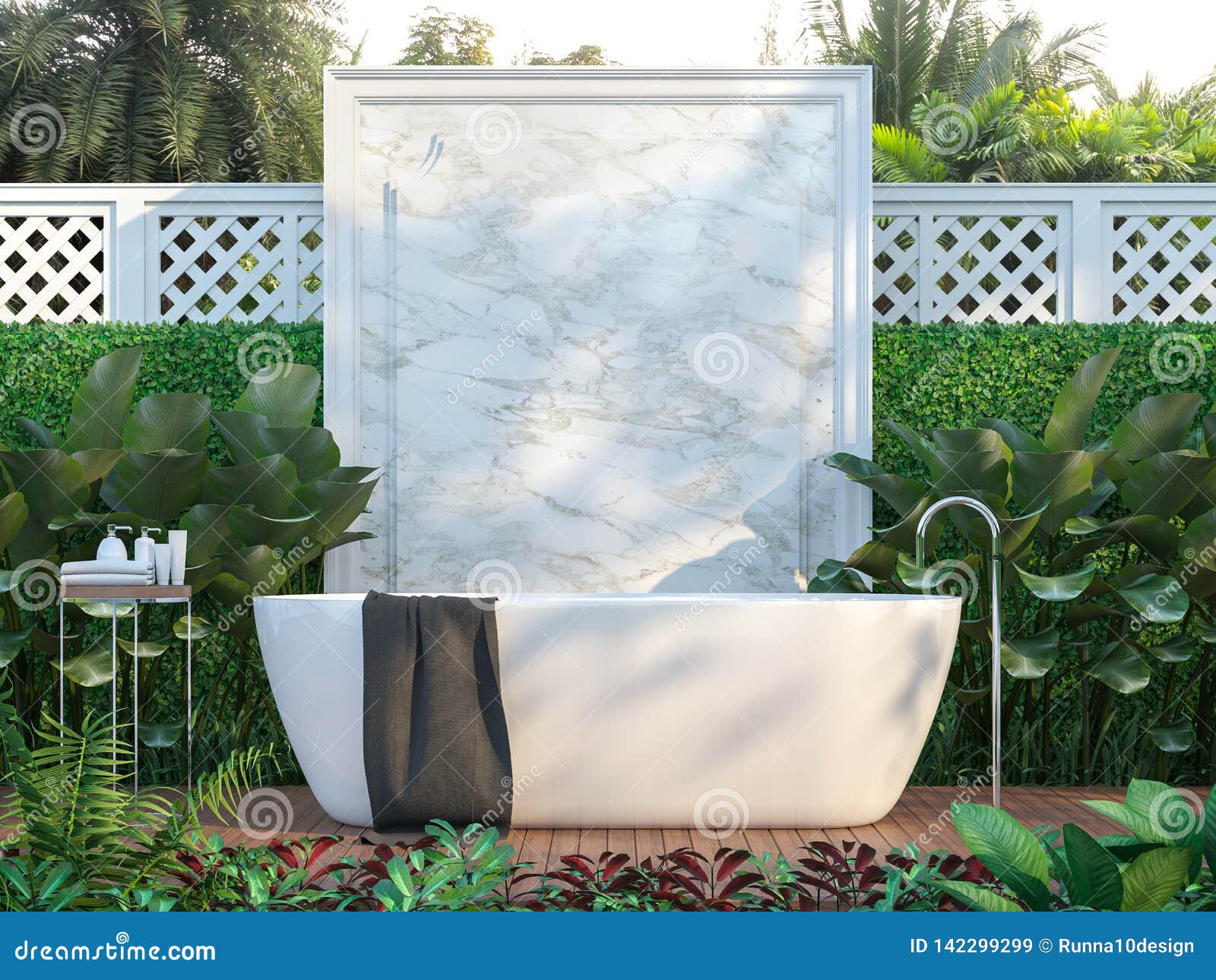 luxury outdoor bathrooms surrounded by nature 3d render