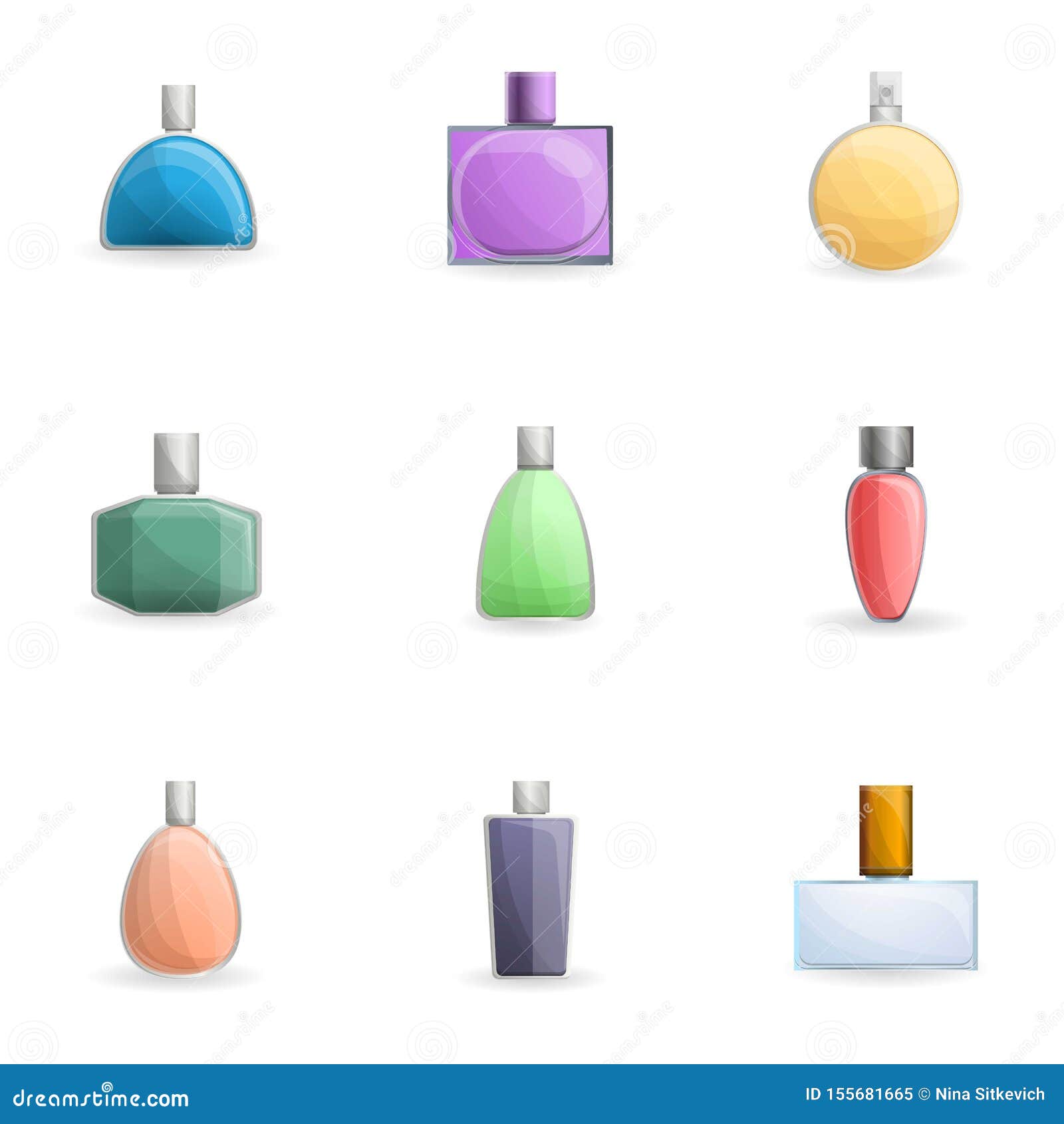 Luxury Perfume Bottle Icon Set, Cartoon Style Stock Vector ...