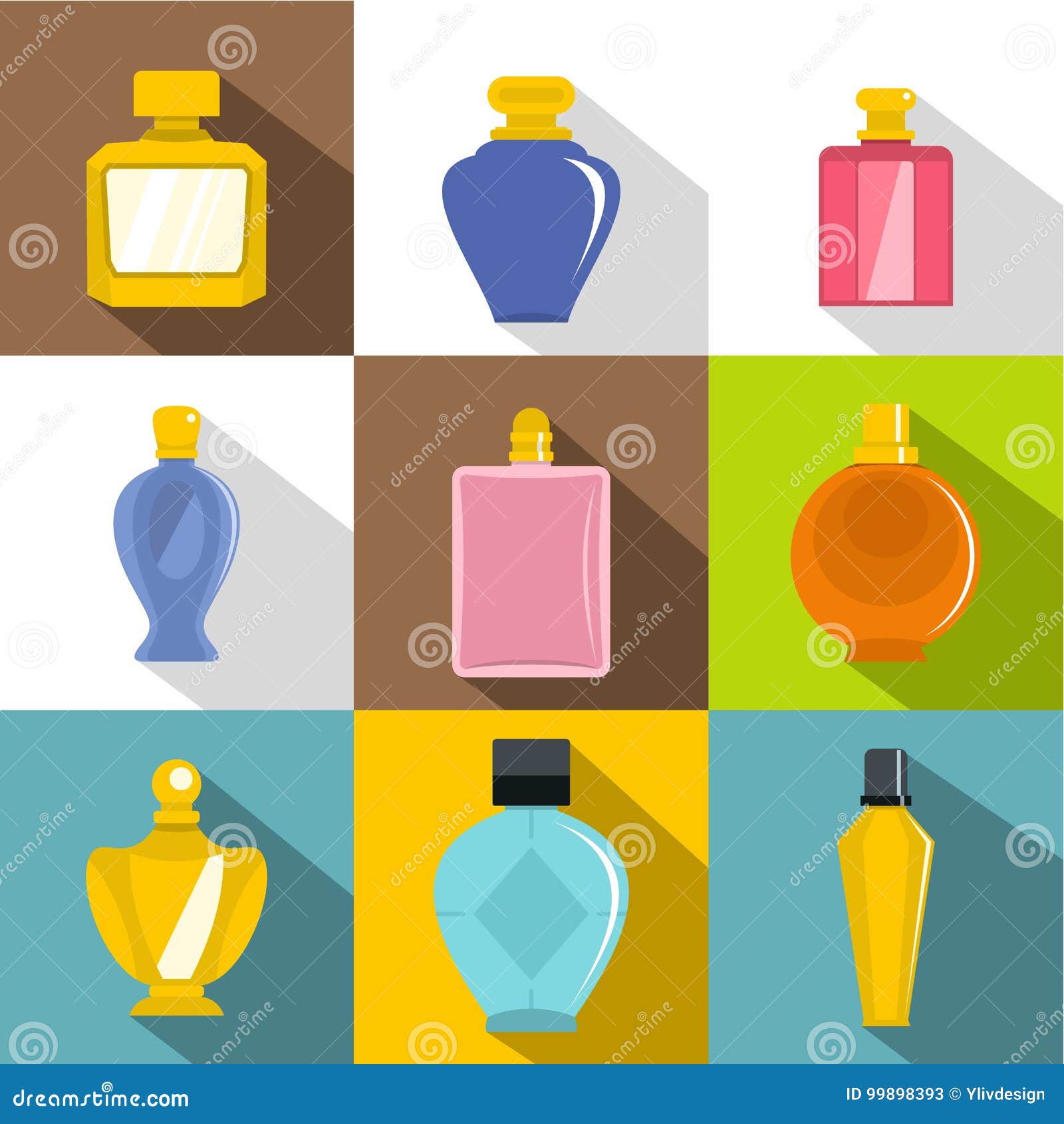 Luxury Perfume Icons Set, Flat Style Stock Vector - Illustration of ...