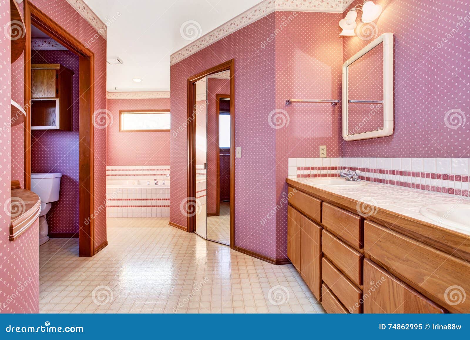 Luxury Pink Bathroom Interior Design. Stock Image Image of indoor