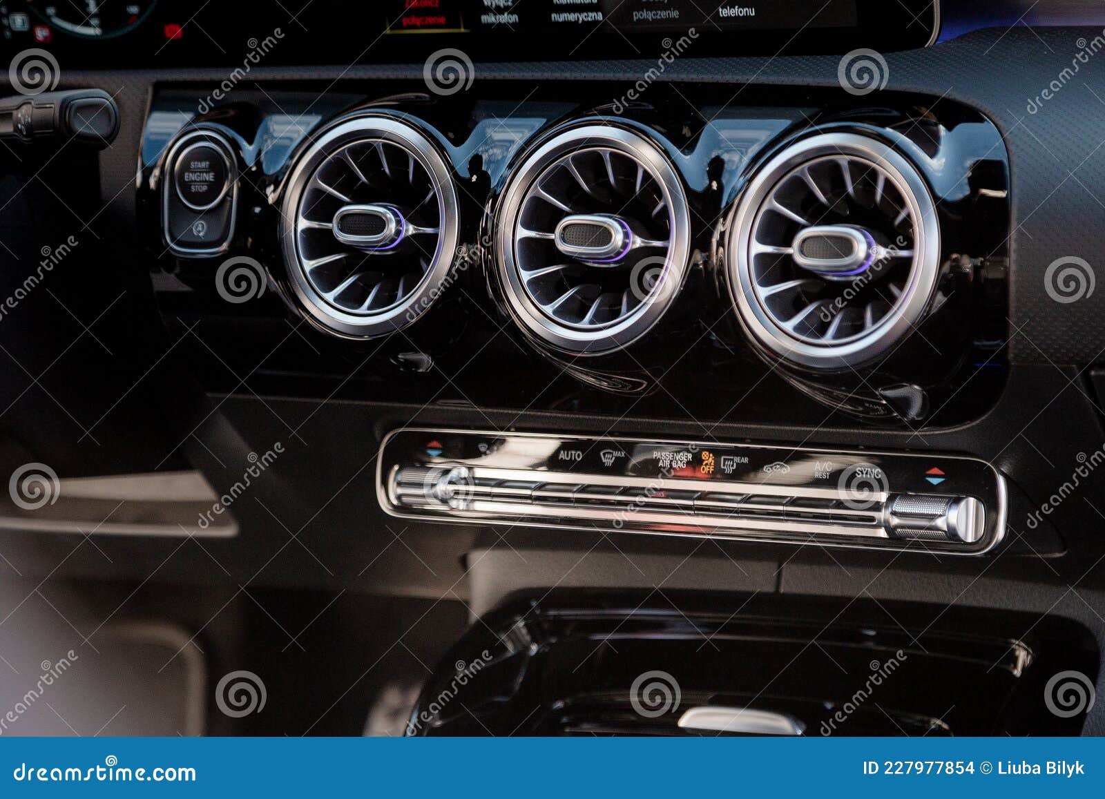 Luxury Race Car Interior. AMG. Air Conditioning in the Car. Cold Air