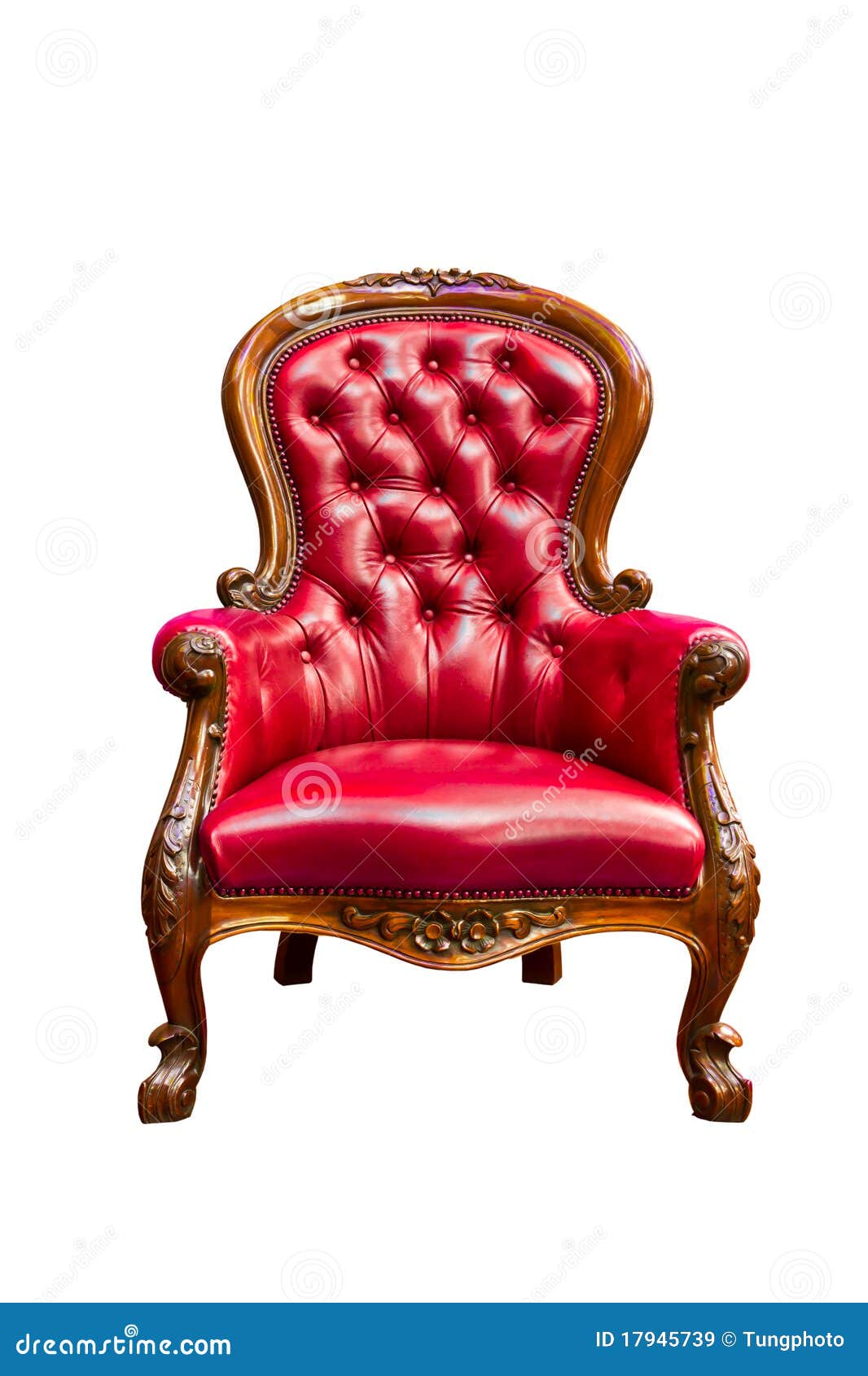 Luxury Red Leather Armchair Isolated Stock Image Image of covering