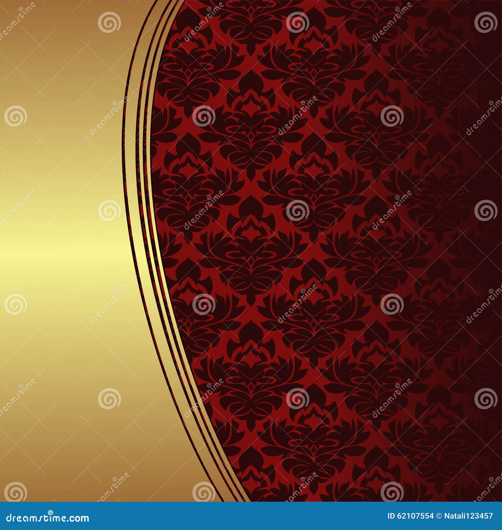 Luxury Red Ornamental Background with Golden Border Stock Vector