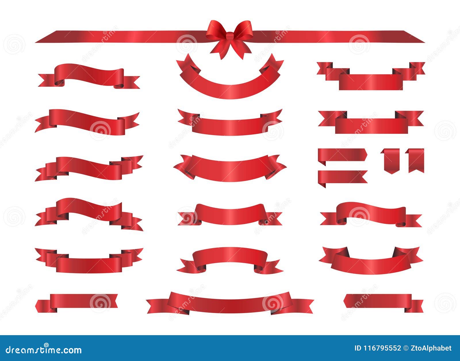 Red Ribbon Collections Set Stock Vector Illustration Of Illustration