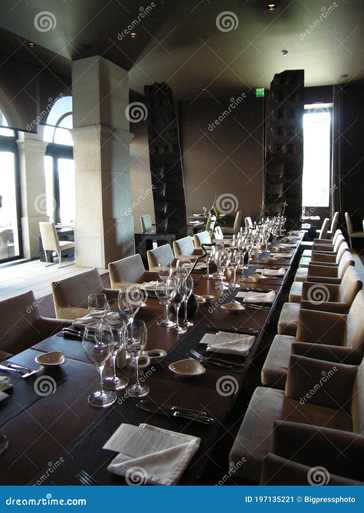 luxury restaurant dinning setting at an elegant table for dinner