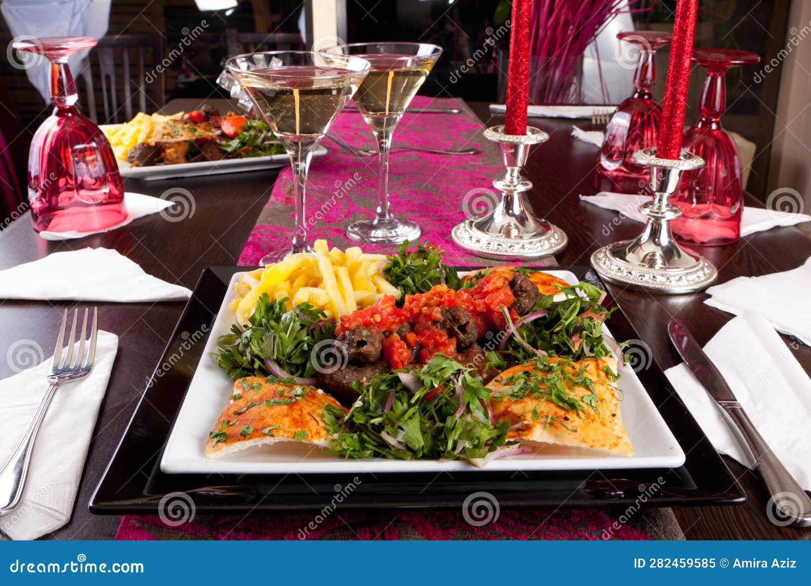 Luxury Romantic Candlelight Dinner Table Setup Stock Image Image of