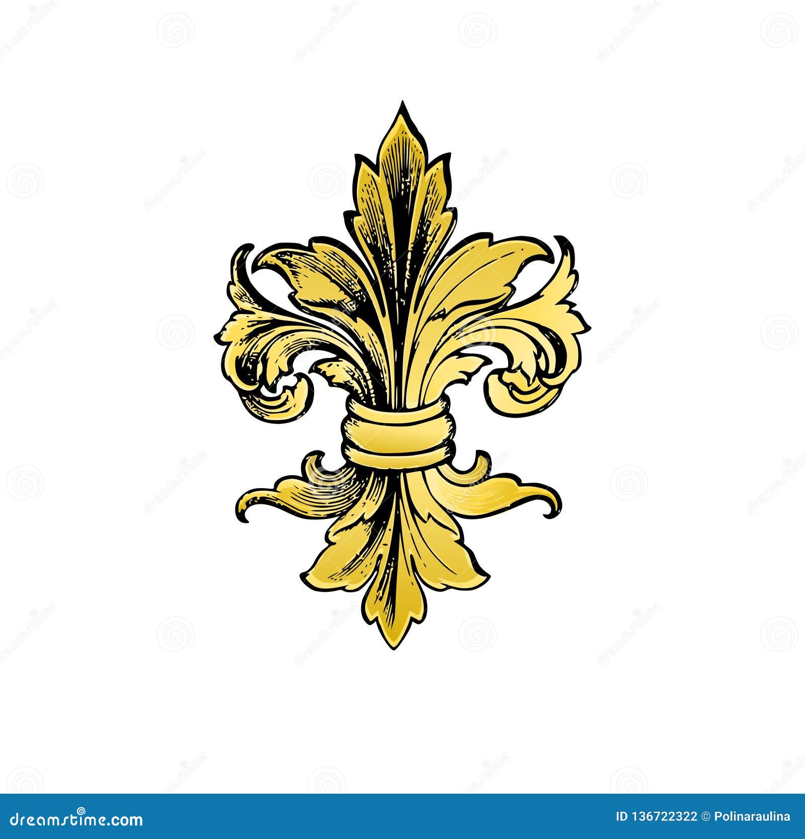 Gold Fleur-de-lys.Luxury Royal Floral Design Element. Stock Photo -  Illustration of carving, boutique: 136722322