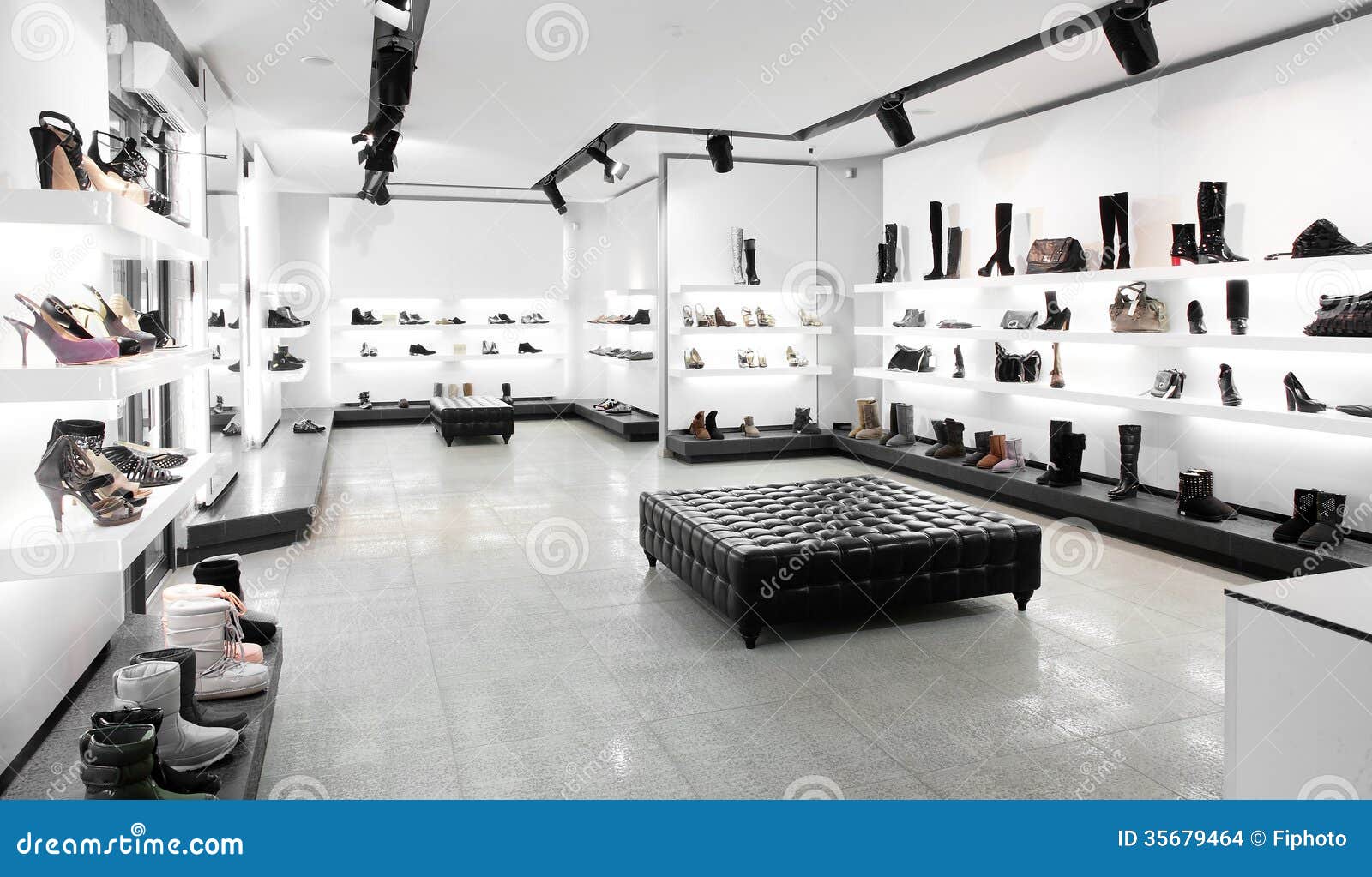 Luxury Shoe Store with Bright Interior Stock Photo - Image of furniture,  european: 35679464