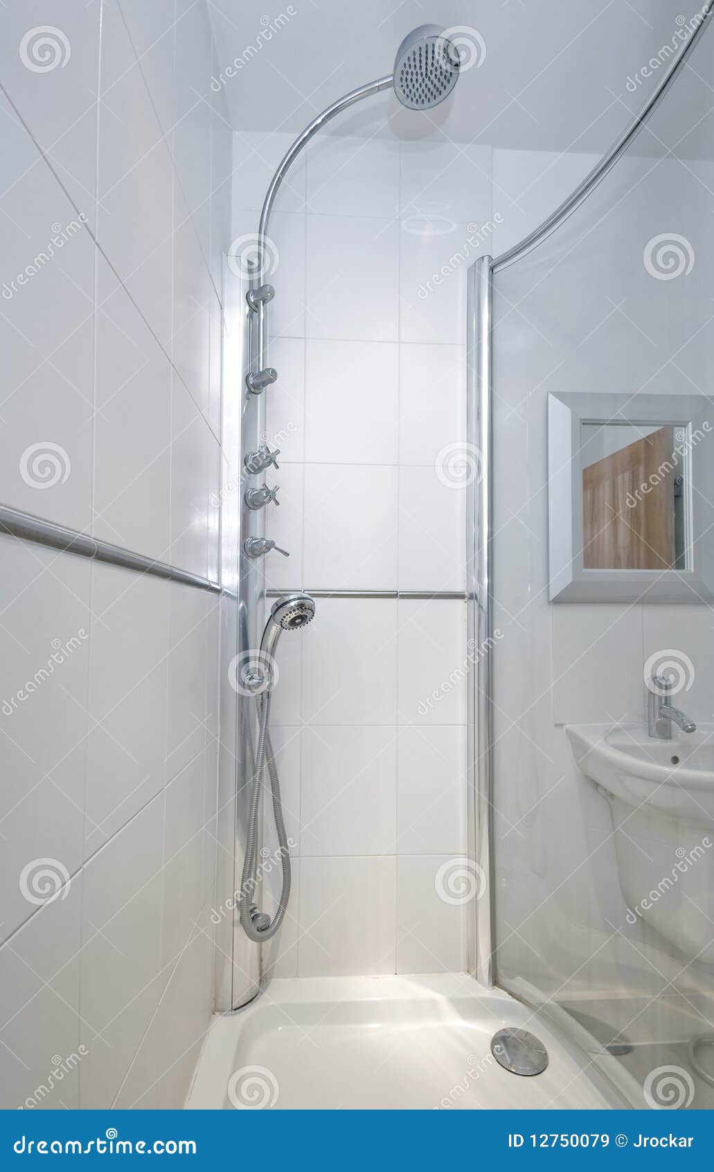 Luxury shower cabin stock image. Image of corner, basin 12750079
