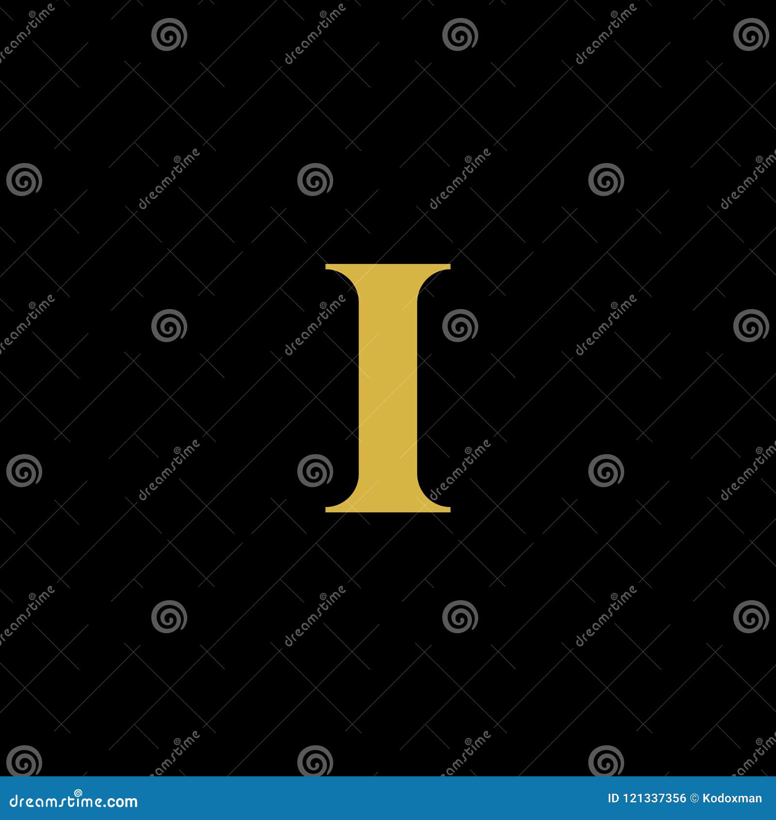 Luxury Simple Letter I Initial with Gold and Black Color Logo Stock ...