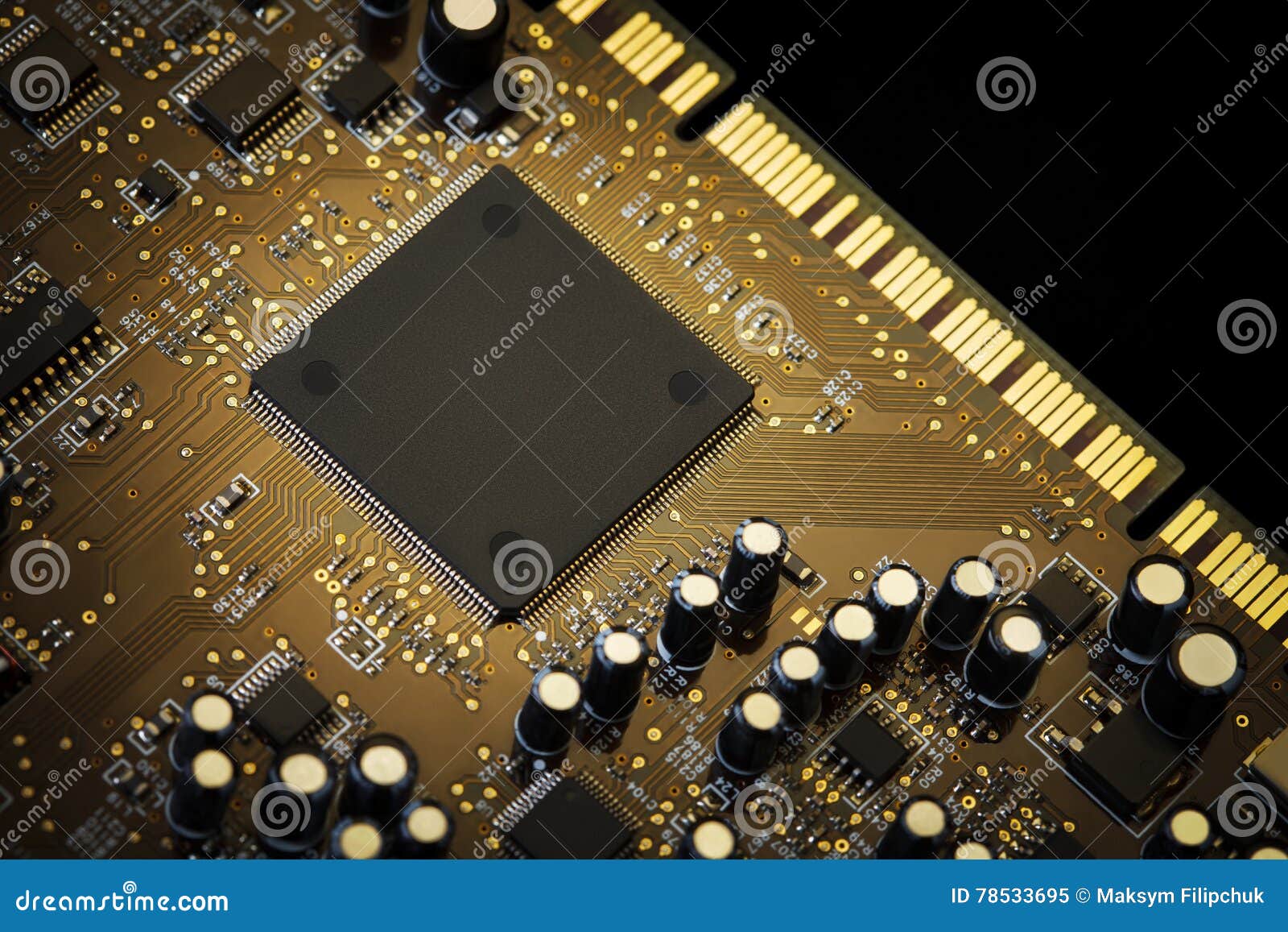 Luxury Sound Processor On Motherboard Stock Image - Image of selective